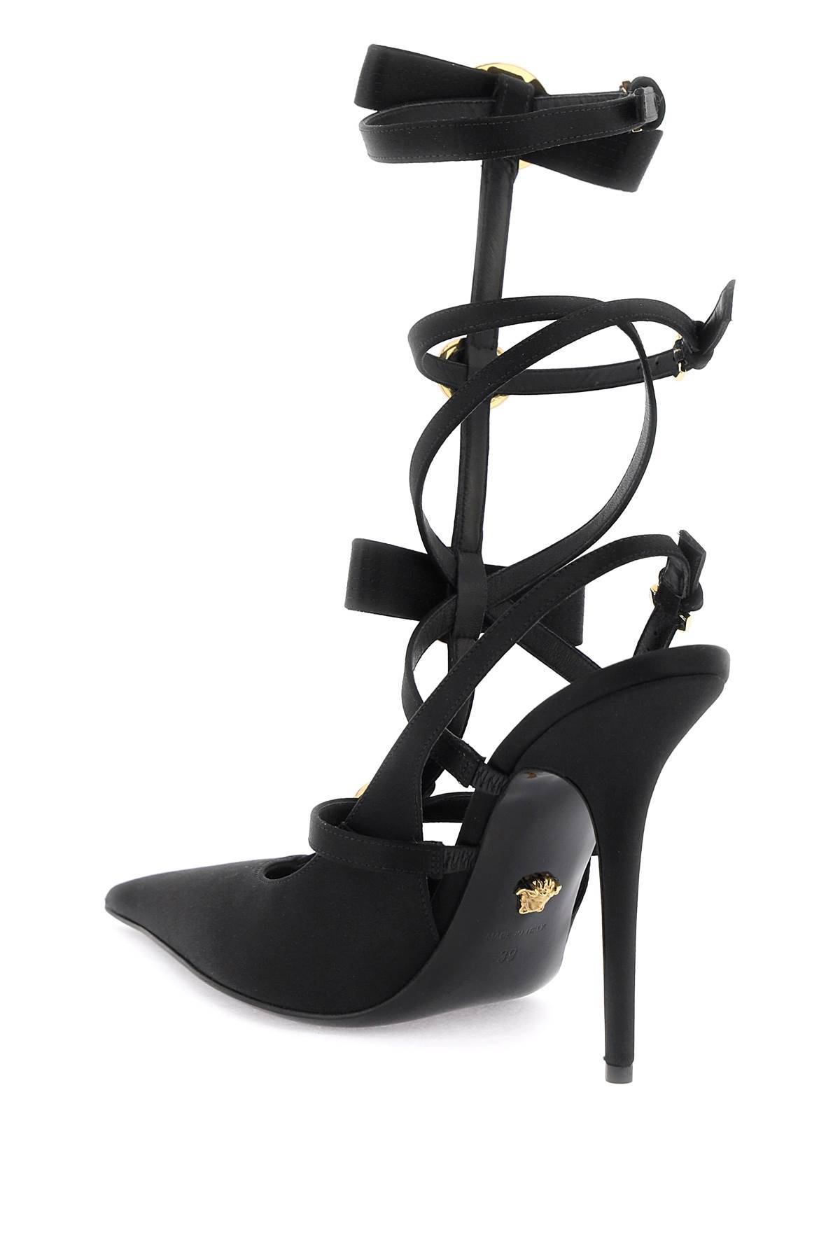 Shop Versace Slingback Pumps With Gianni Ribbon Bows In Black