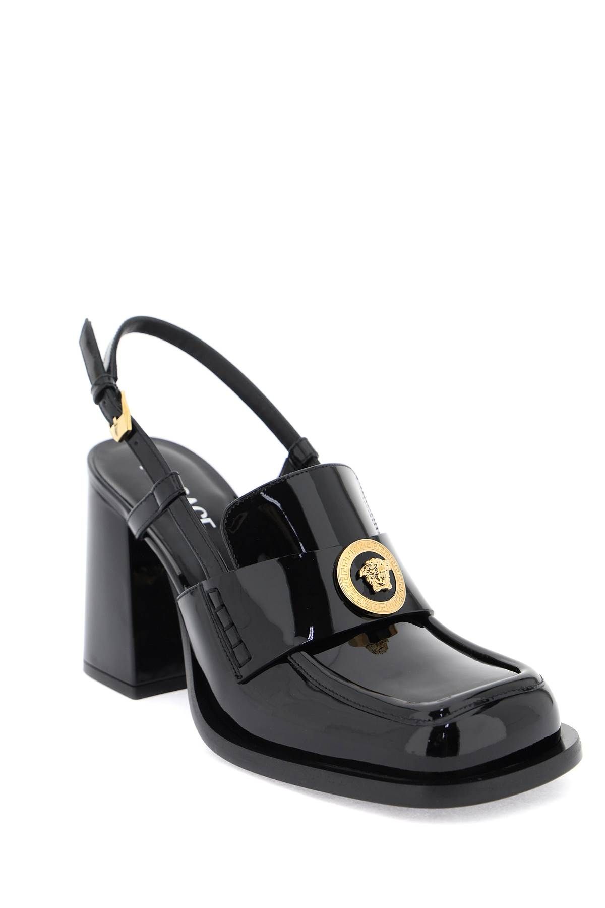 Shop Versace Patent Leather Pumps Loafers In Black