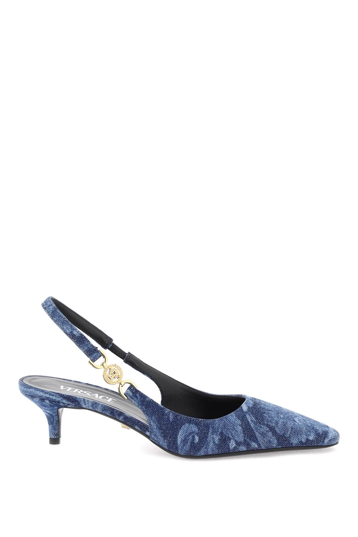 Shop Versace Medusa '95 Barocco Slingback Pumps In Blue