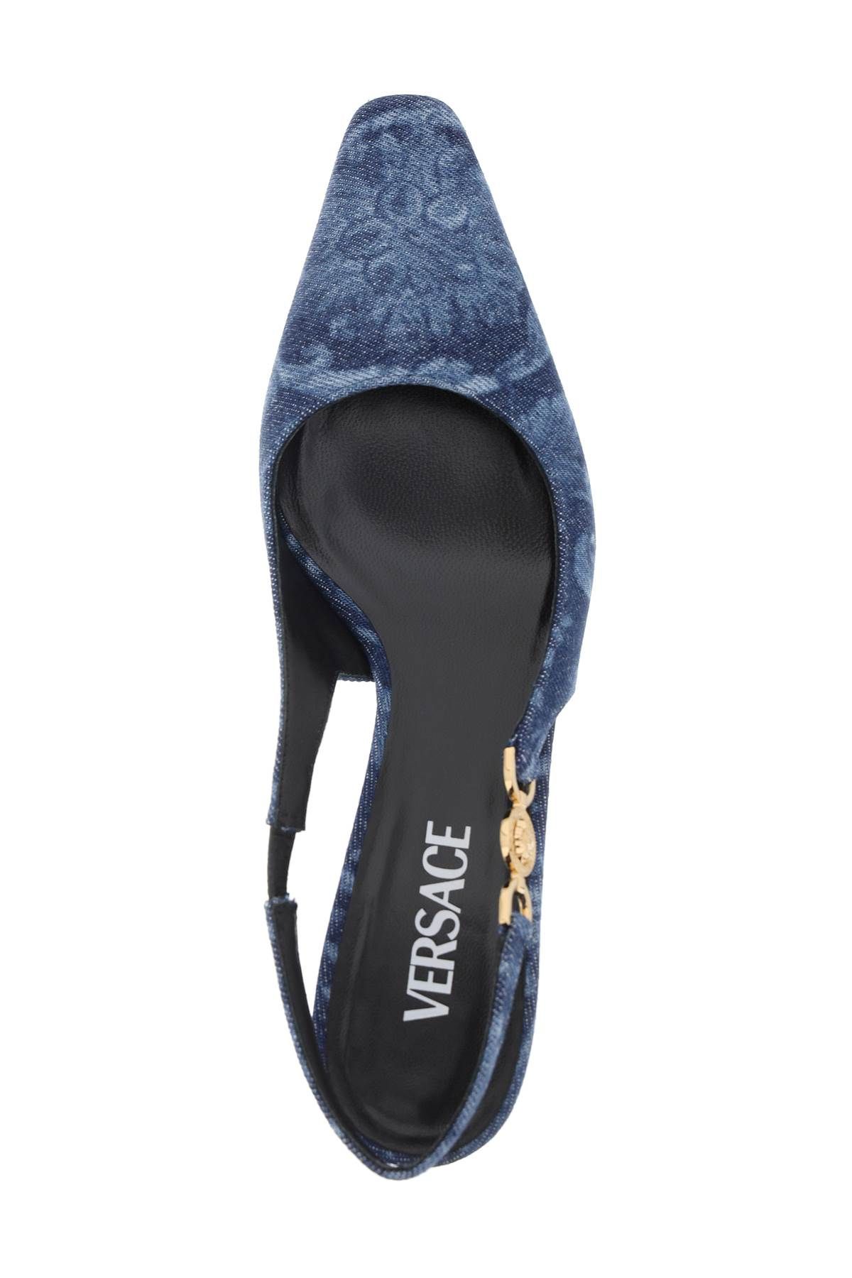 Shop Versace Medusa '95 Barocco Slingback Pumps In Blue