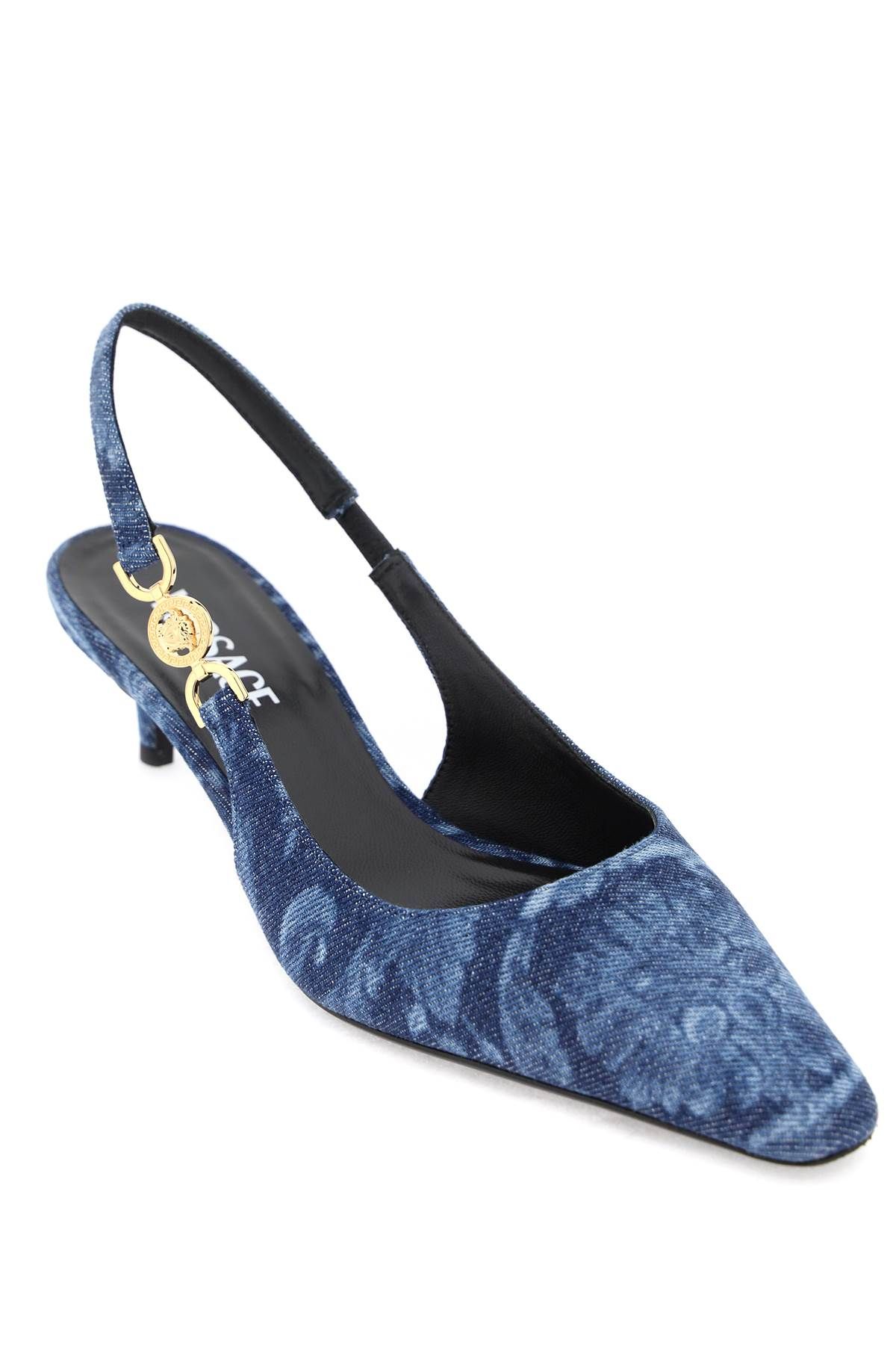 Shop Versace Medusa '95 Barocco Slingback Pumps In Blue