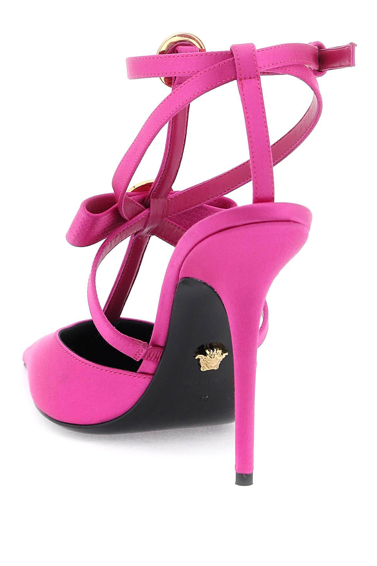 Shop Versace Pumps With Gianni Ribbon Bows In Fuchsia