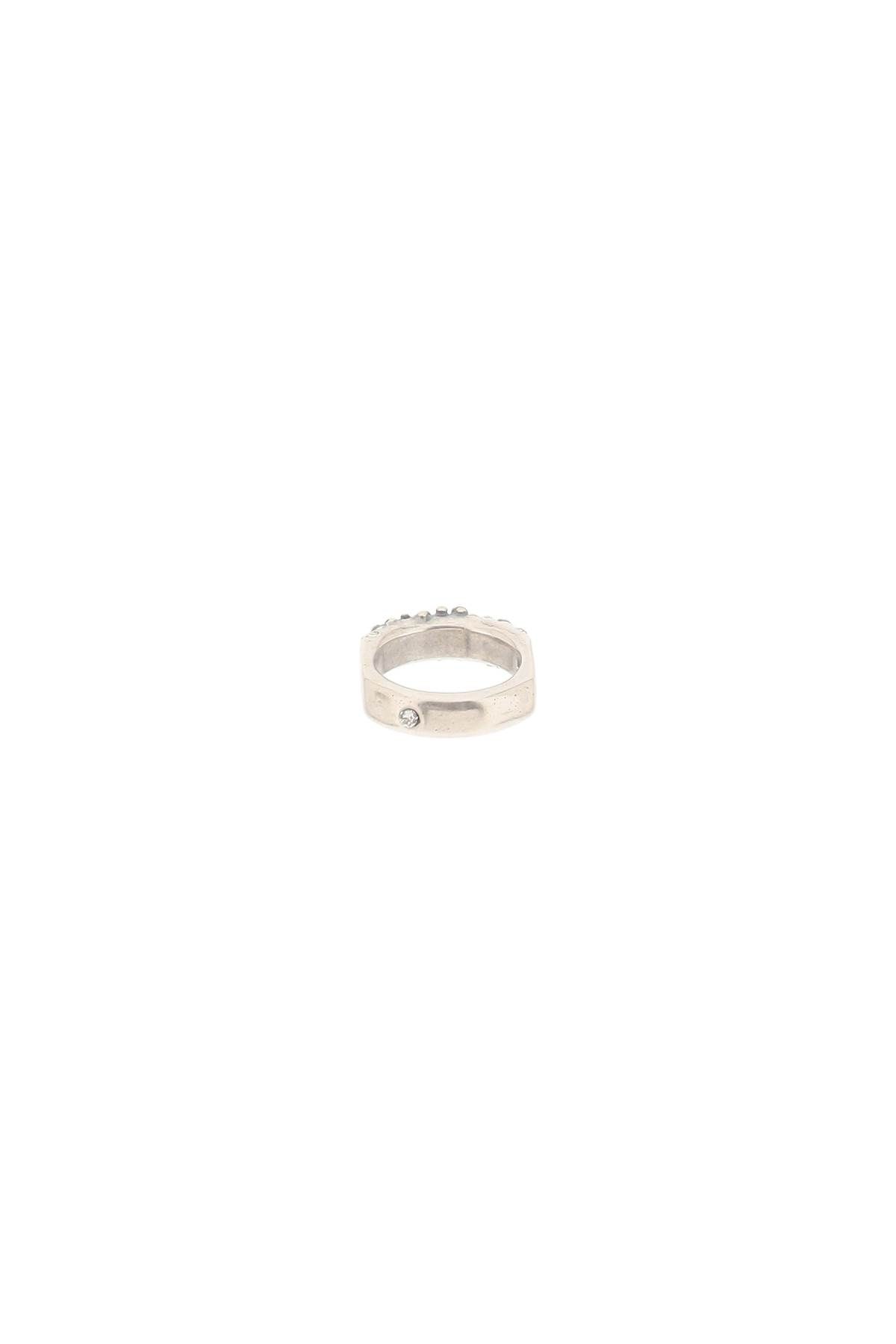 Shop Ann Demeulemeester 'hubertine' Ring With Small Stones In Metallic,grey