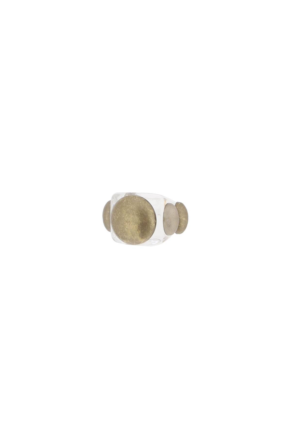 La Manso Crystal Aged Gold Ring In Brown,gold