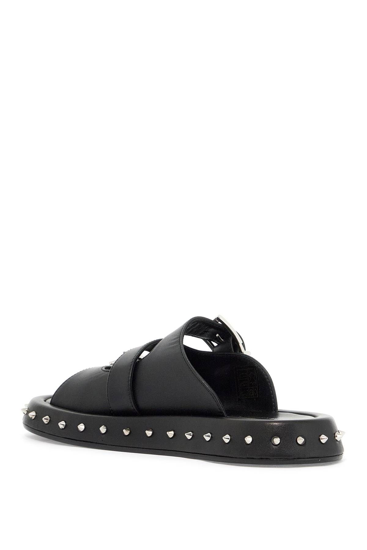 Shop Alexander Mcqueen Leather Punk Slides For Ed In Black