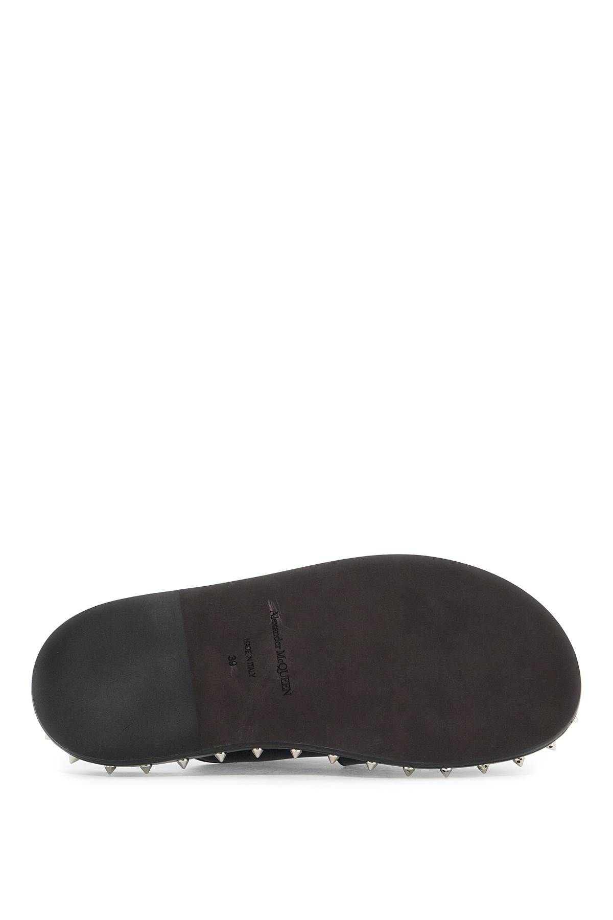 Shop Alexander Mcqueen Leather Punk Slides For Ed In Black