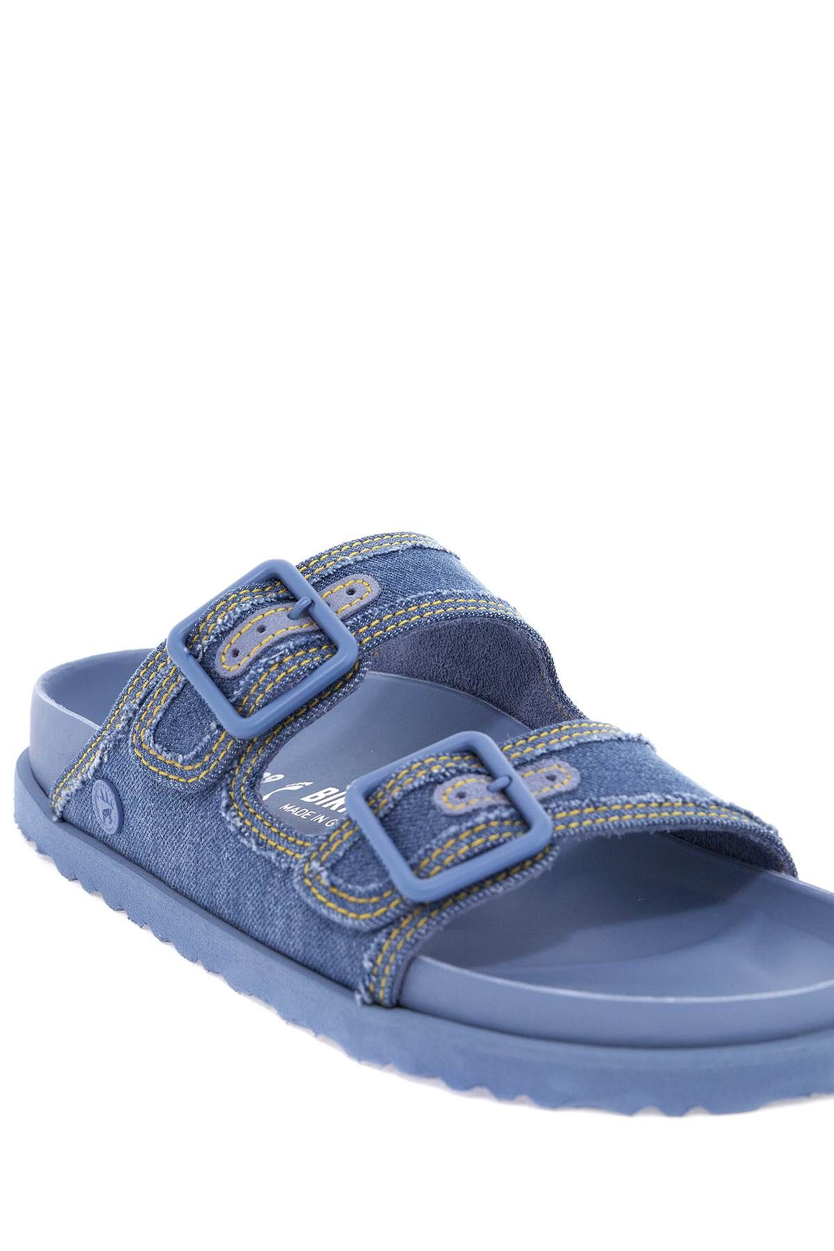 Shop Birkenstock 1774 Arizona Denim Slide Sand In Blue