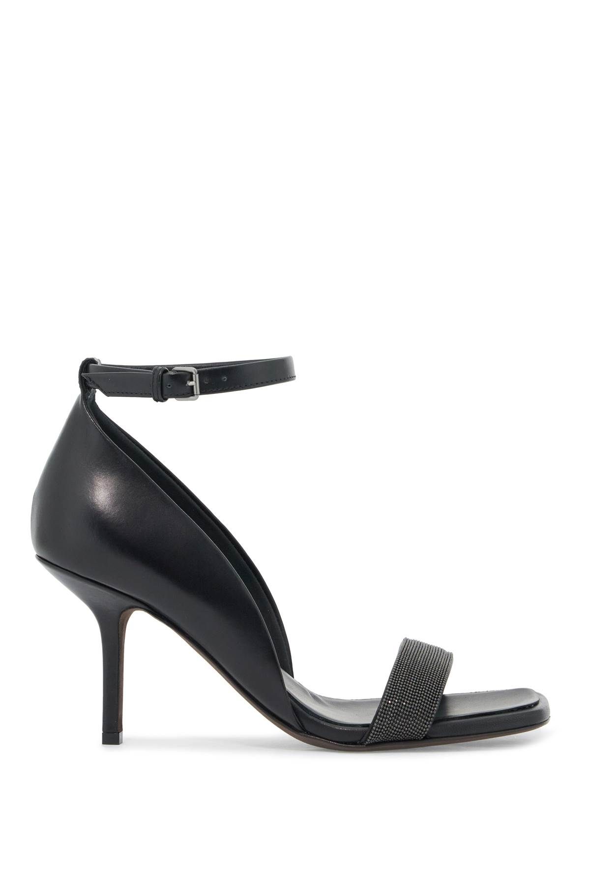 Shop Brunello Cucinelli Sandals With Precious Strap Detail In Black