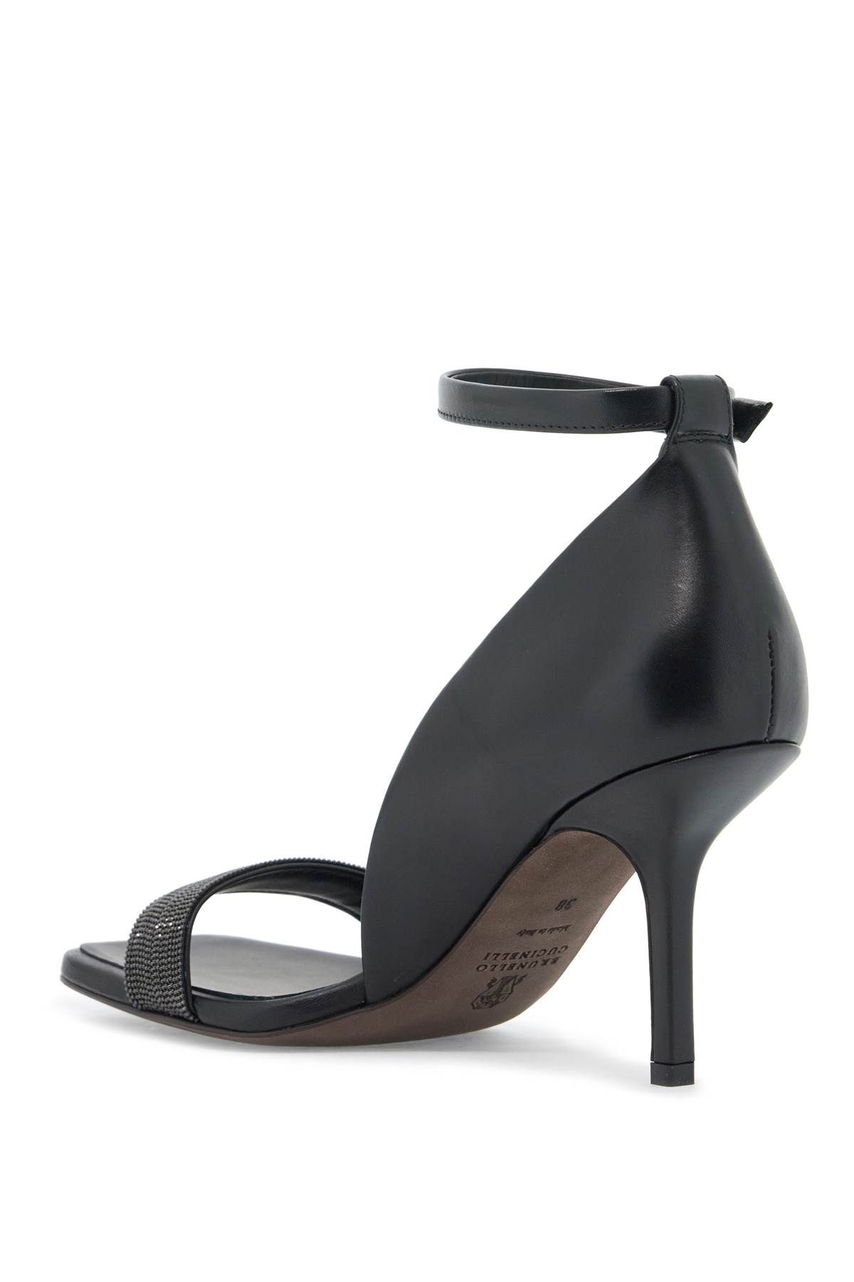 Shop Brunello Cucinelli Sandals With Precious Strap Detail In Black