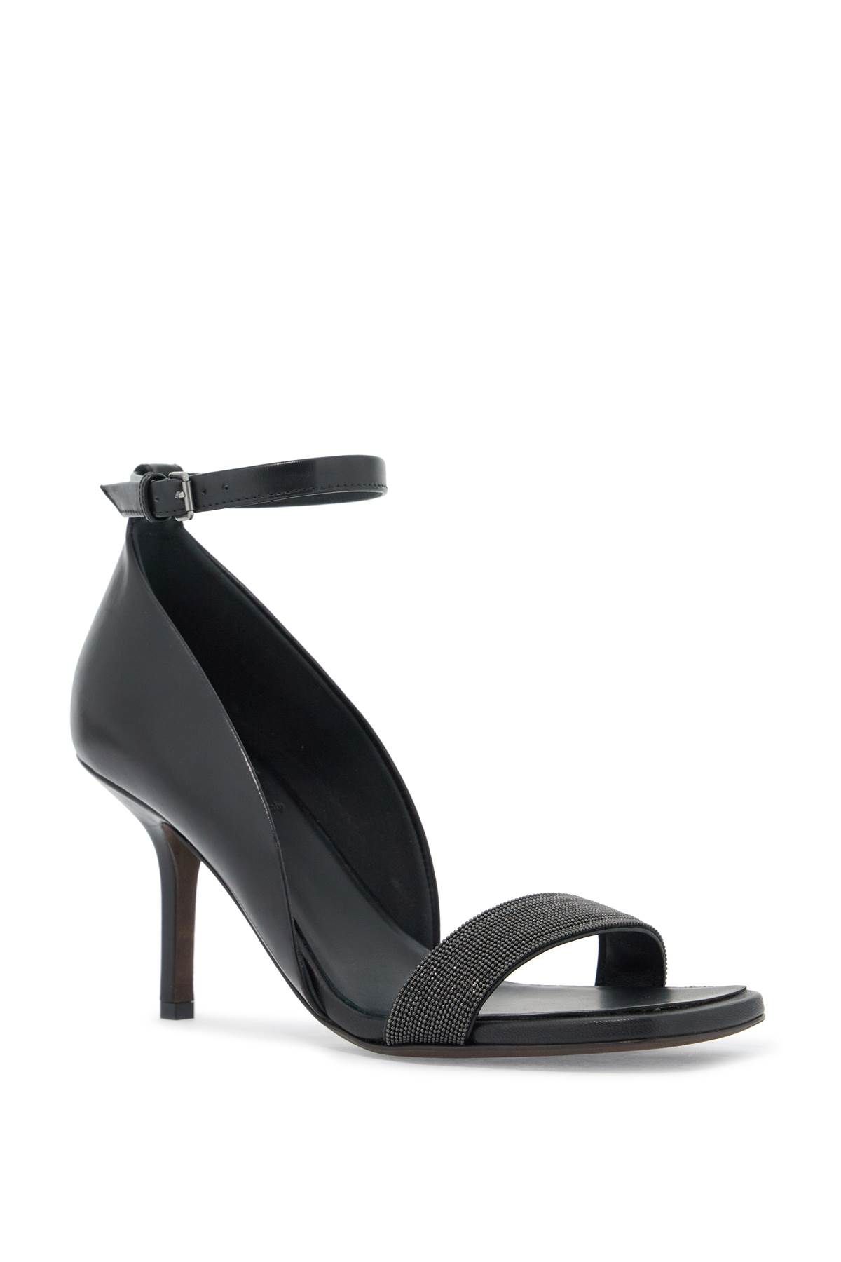 Shop Brunello Cucinelli Sandals With Precious Strap Detail In Black