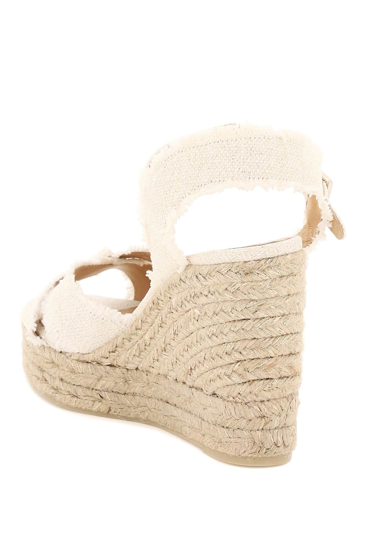 Shop Castaã±er Lurex Bromelia Wedge Sandals In White,gold