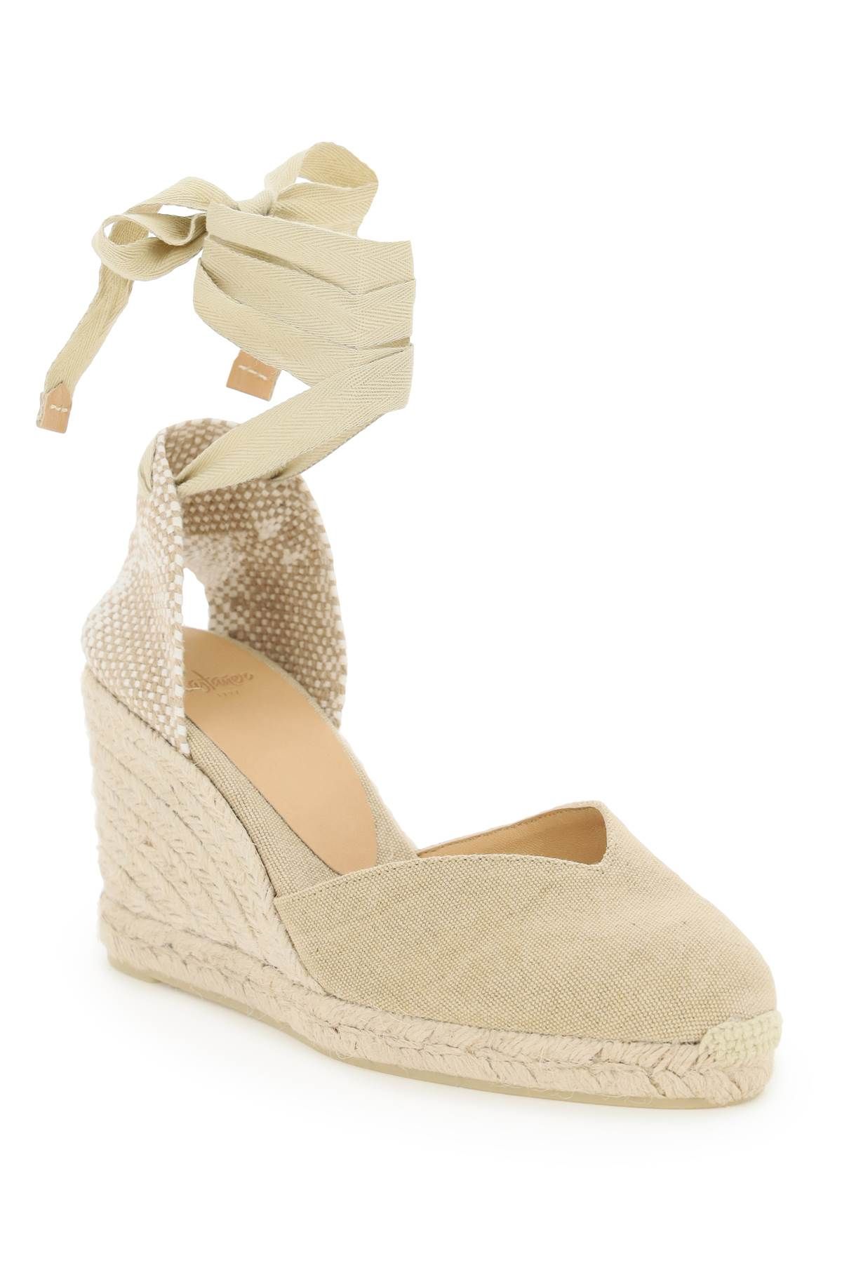 Shop Castaã±er Chiara Wedge Espadrilles In Beige