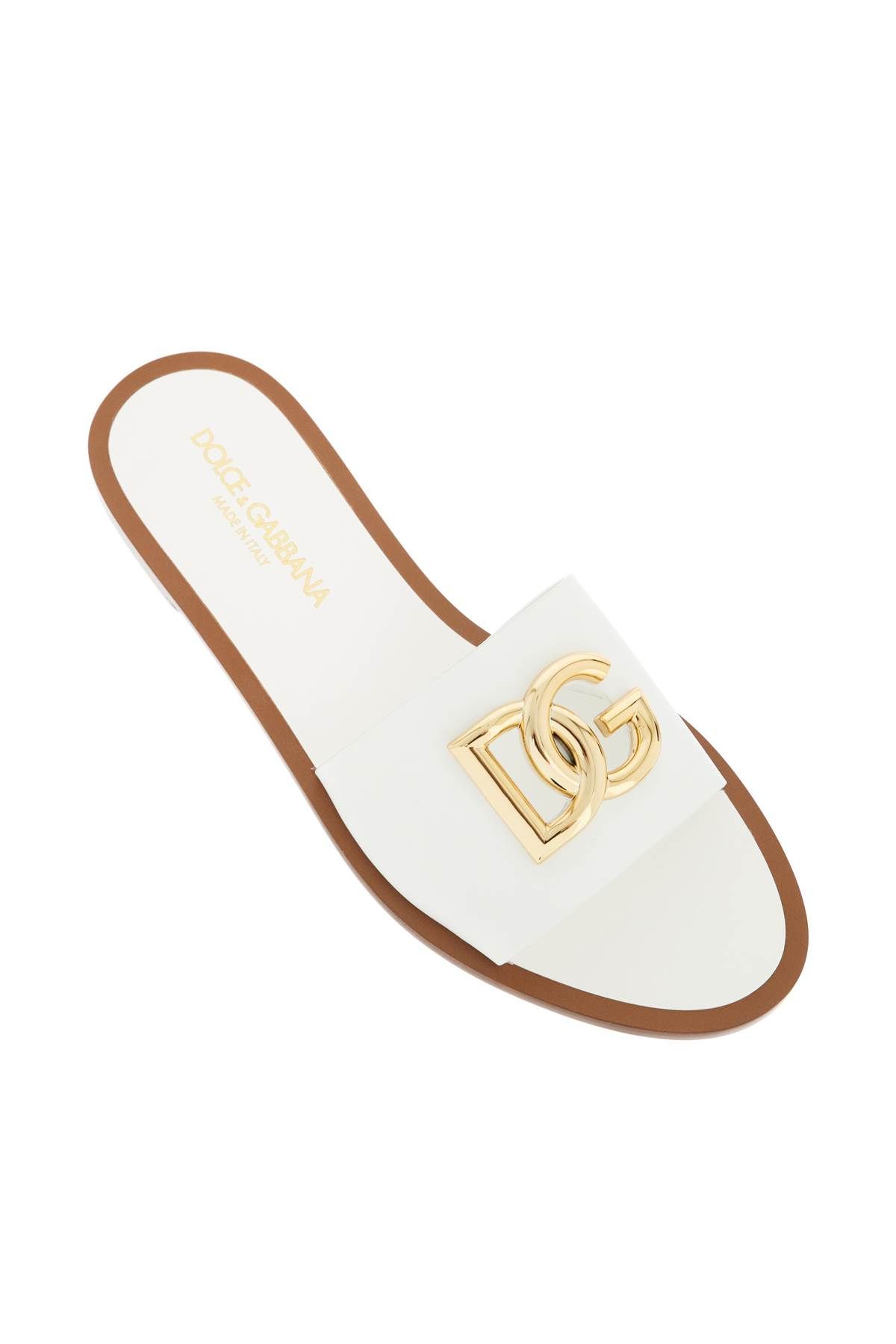 Shop Dolce & Gabbana White Dg Logo Slides With 8