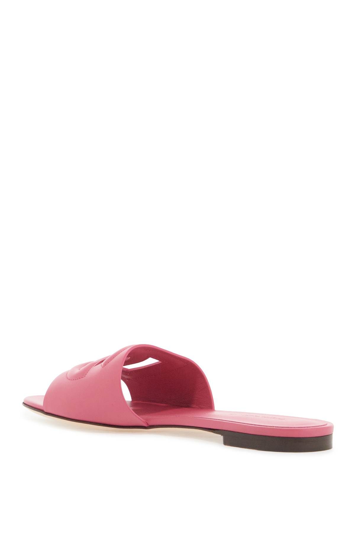 Shop Dolce & Gabbana Leather Slides With Cut-out Logo In Pink