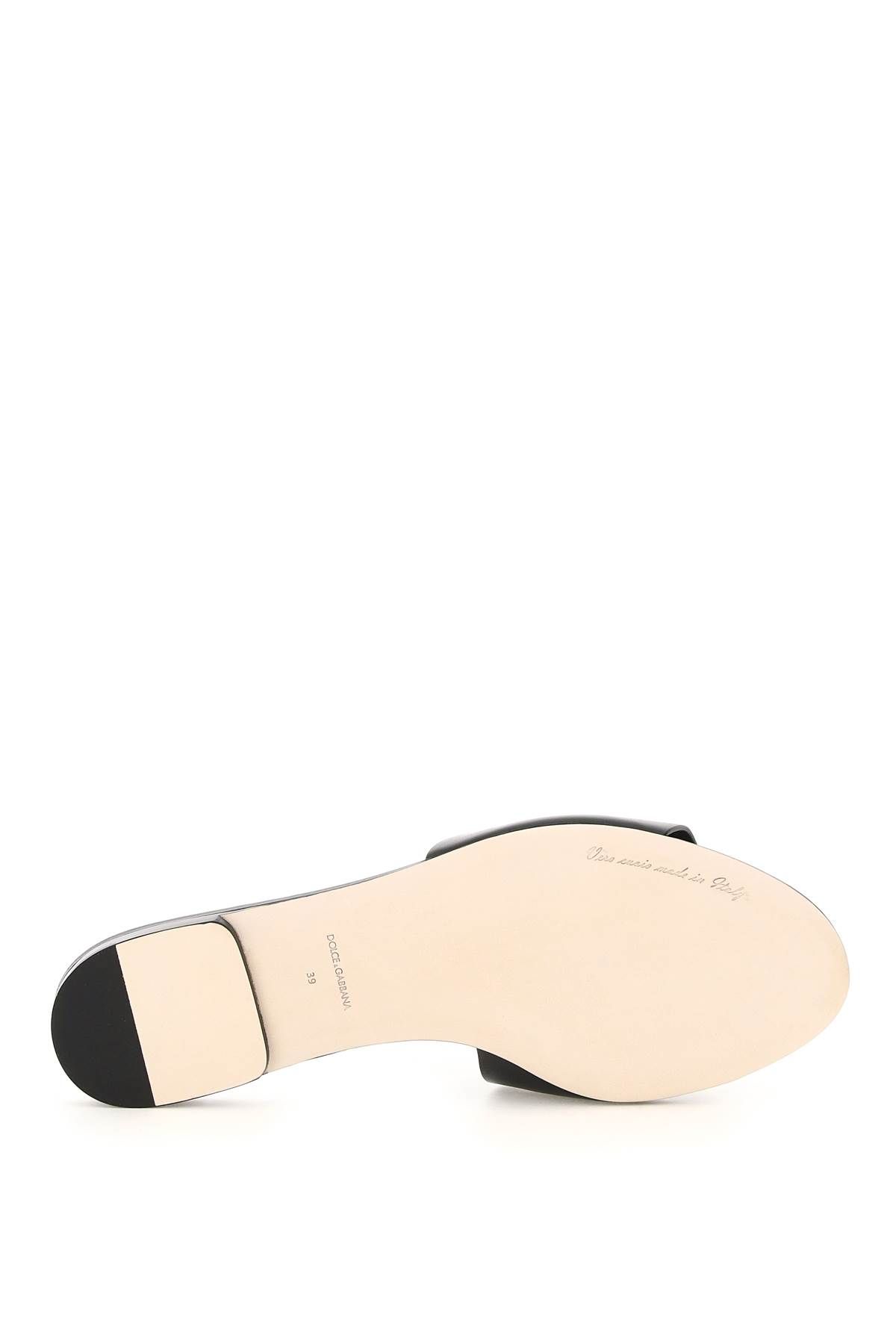 Shop Dolce & Gabbana Leather Slides With Cut-out Logo In Black