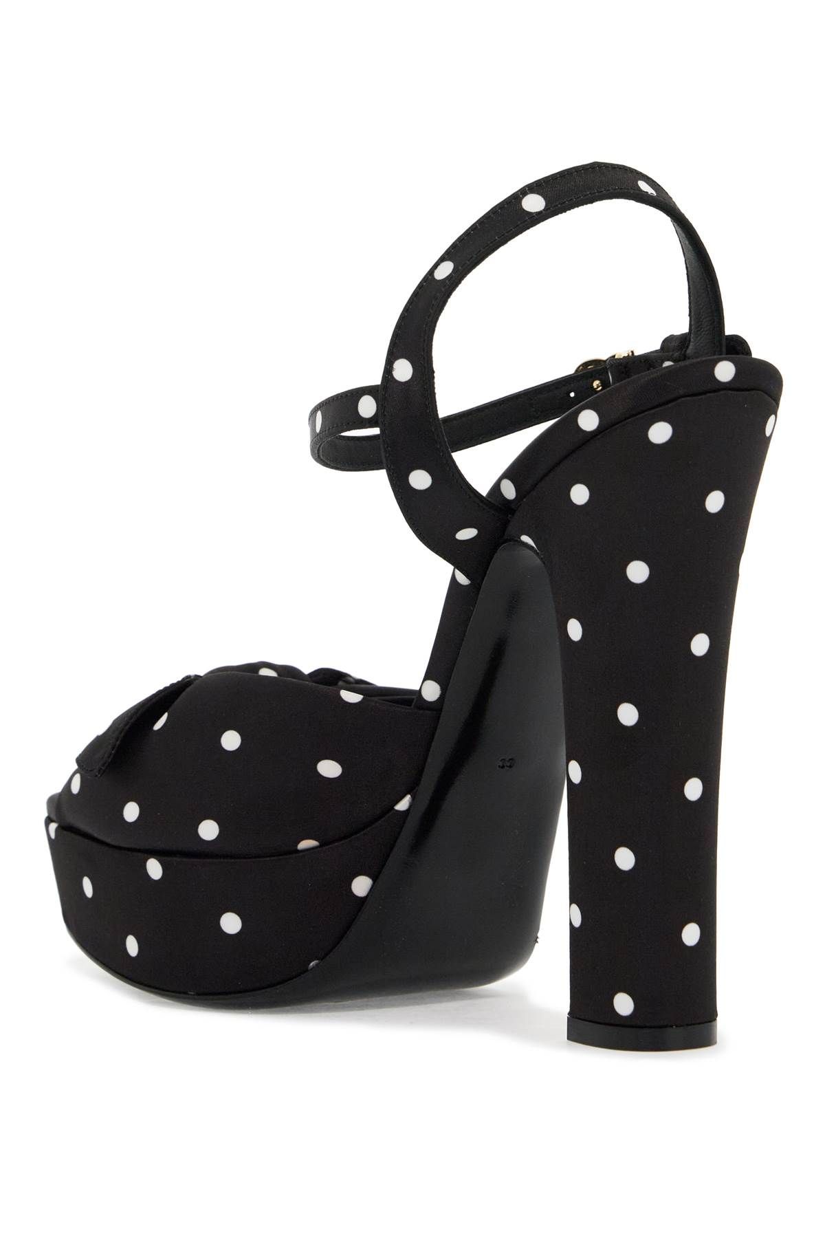 Shop Dolce & Gabbana "keira Polka Dot Satin Platform Sandals In Metallic