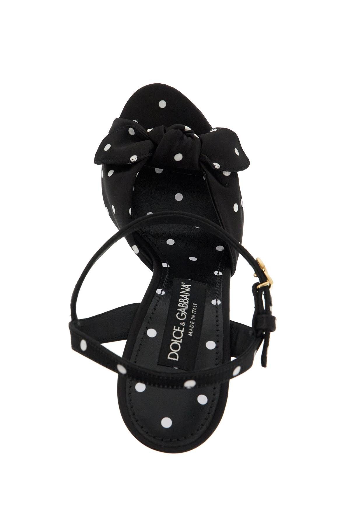 Shop Dolce & Gabbana "keira Polka Dot Satin Platform Sandals In Metallic