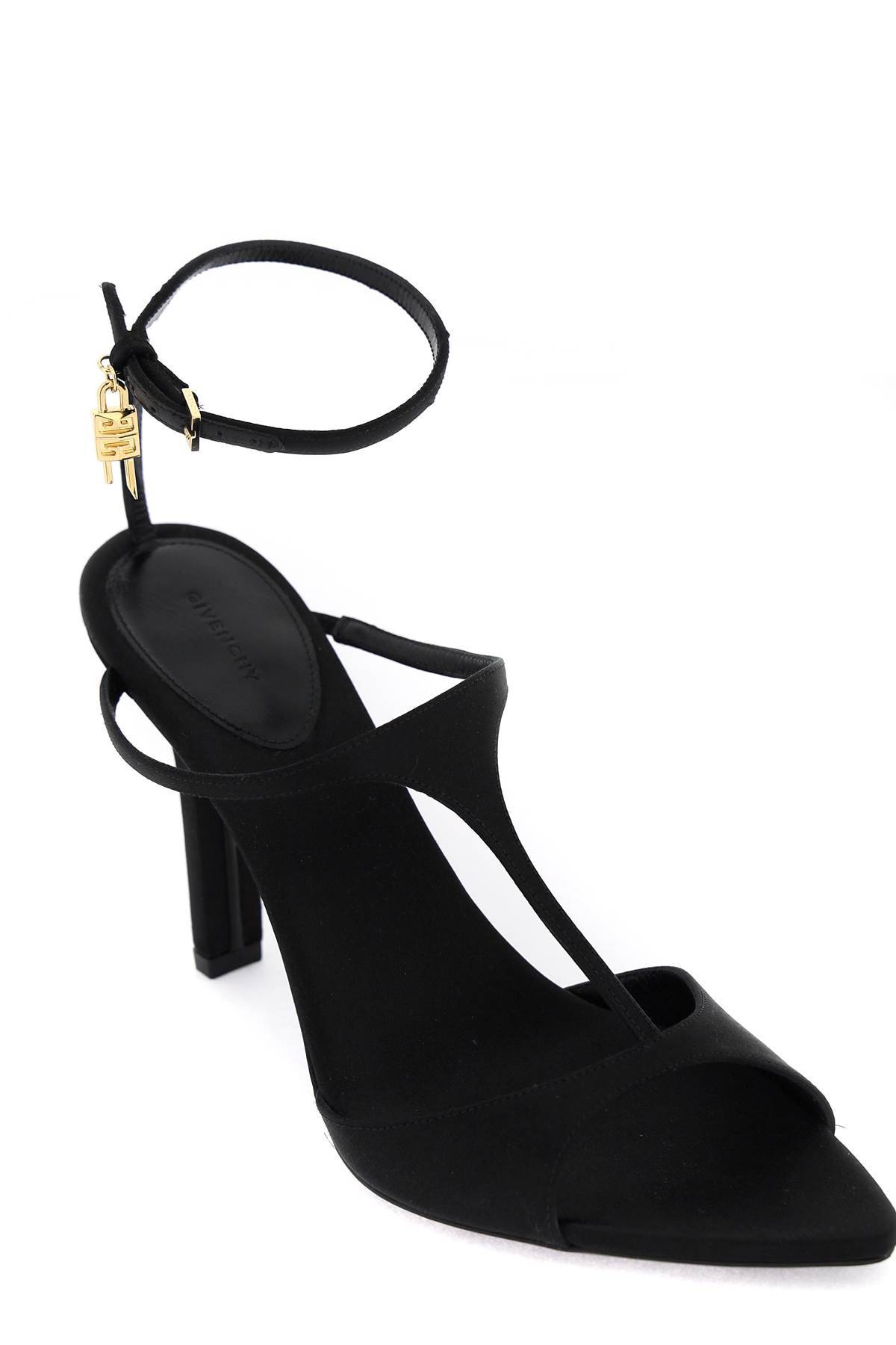 Shop Givenchy Satin Sandals With G Lock Charm In Black