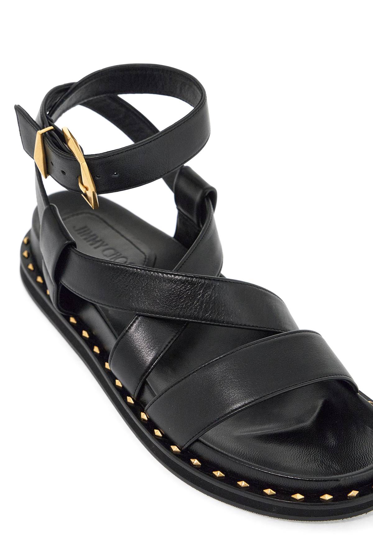 Shop Jimmy Choo Sandali Blaise Flat In Black