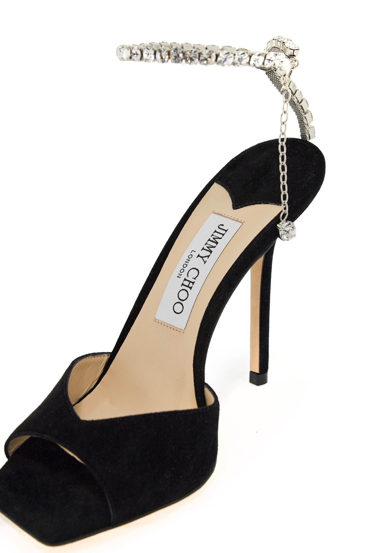 Shop Jimmy Choo Saeda 100 Suede Leather Sand In Black