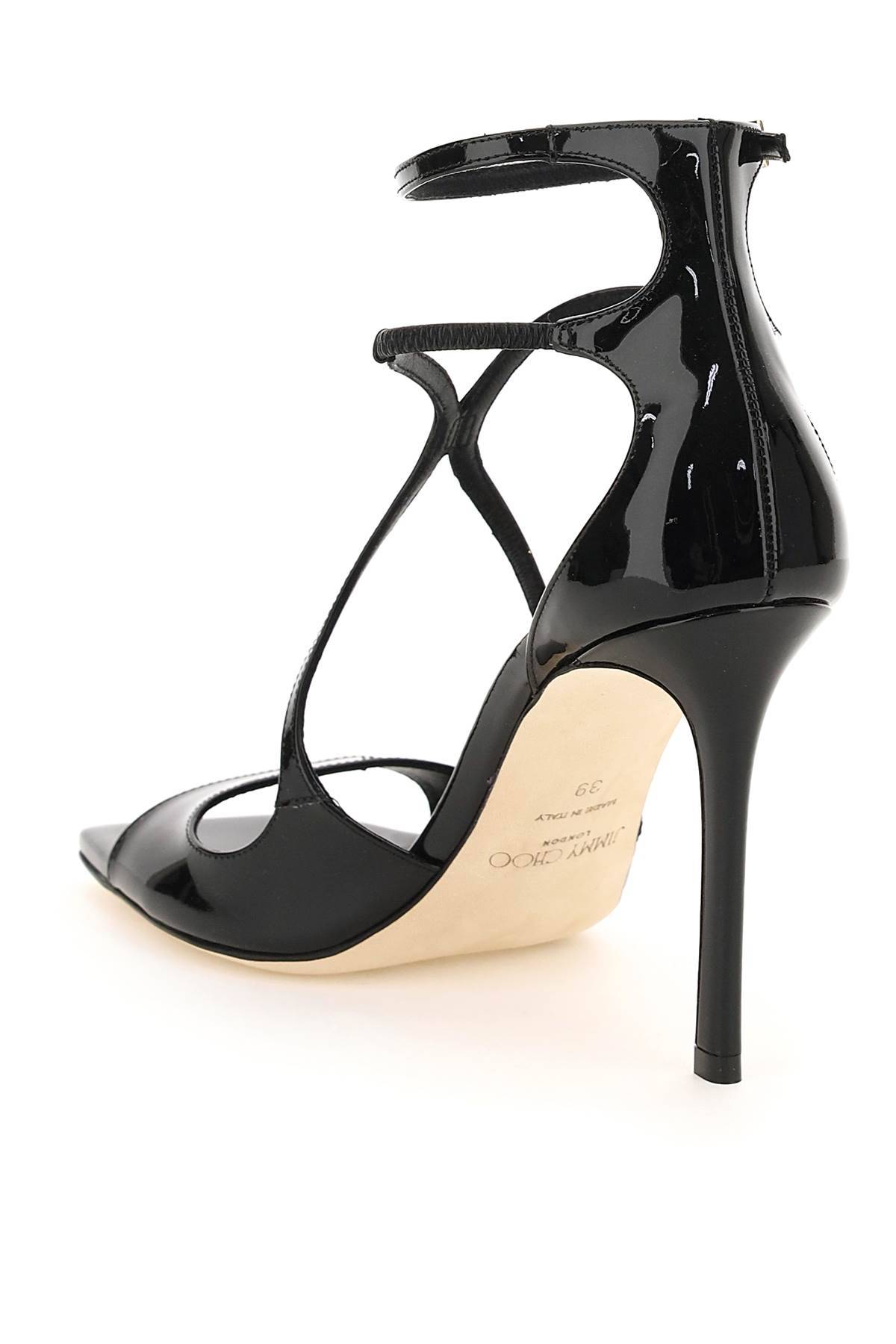 Shop Jimmy Choo Patent Leather Azia 95 Sandals In Black