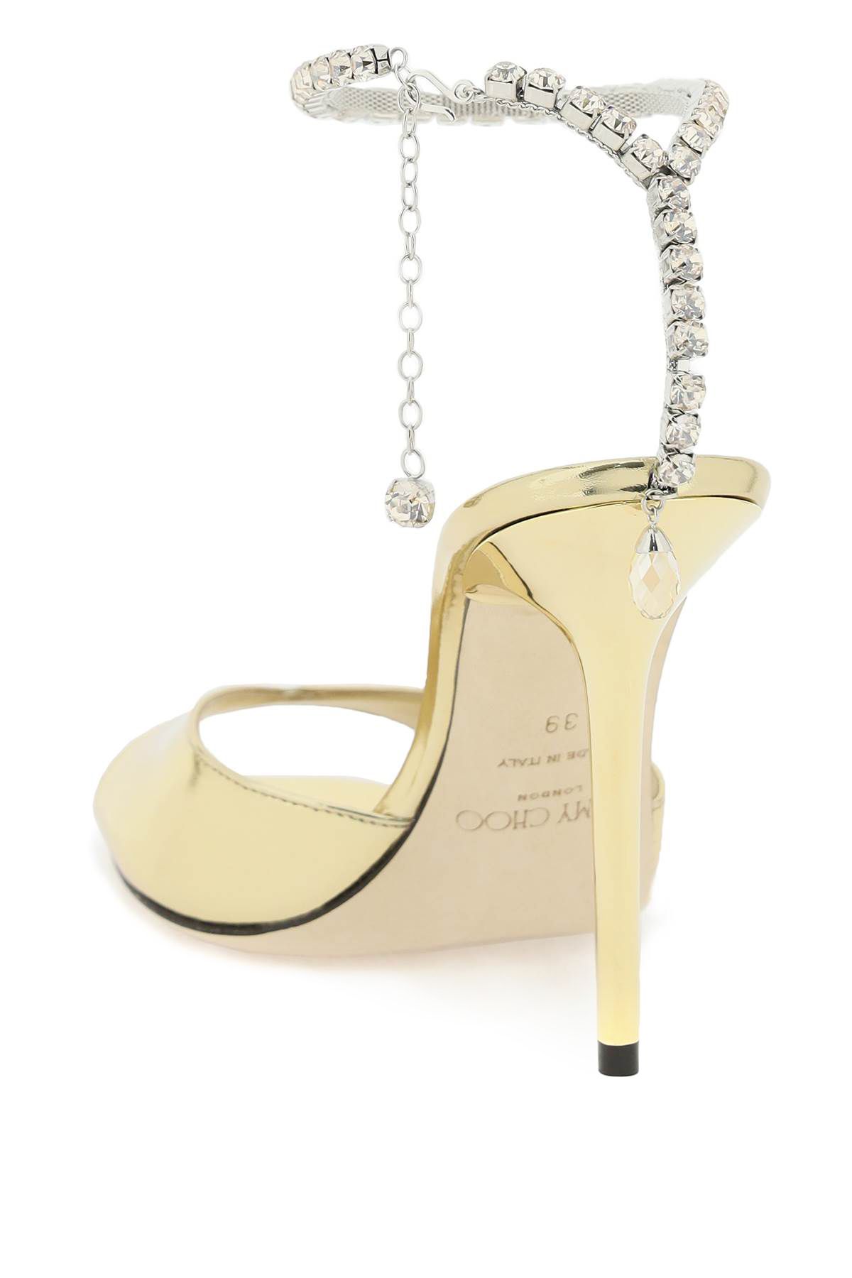 Shop Jimmy Choo Patent Leather 'saeda' Sandals In Gold