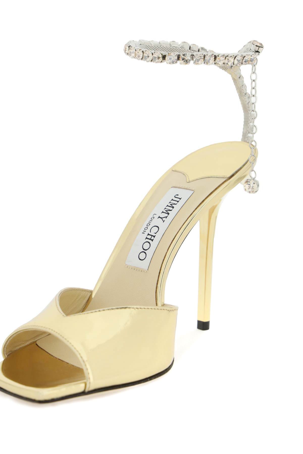 Shop Jimmy Choo Patent Leather 'saeda' Sandals In Gold