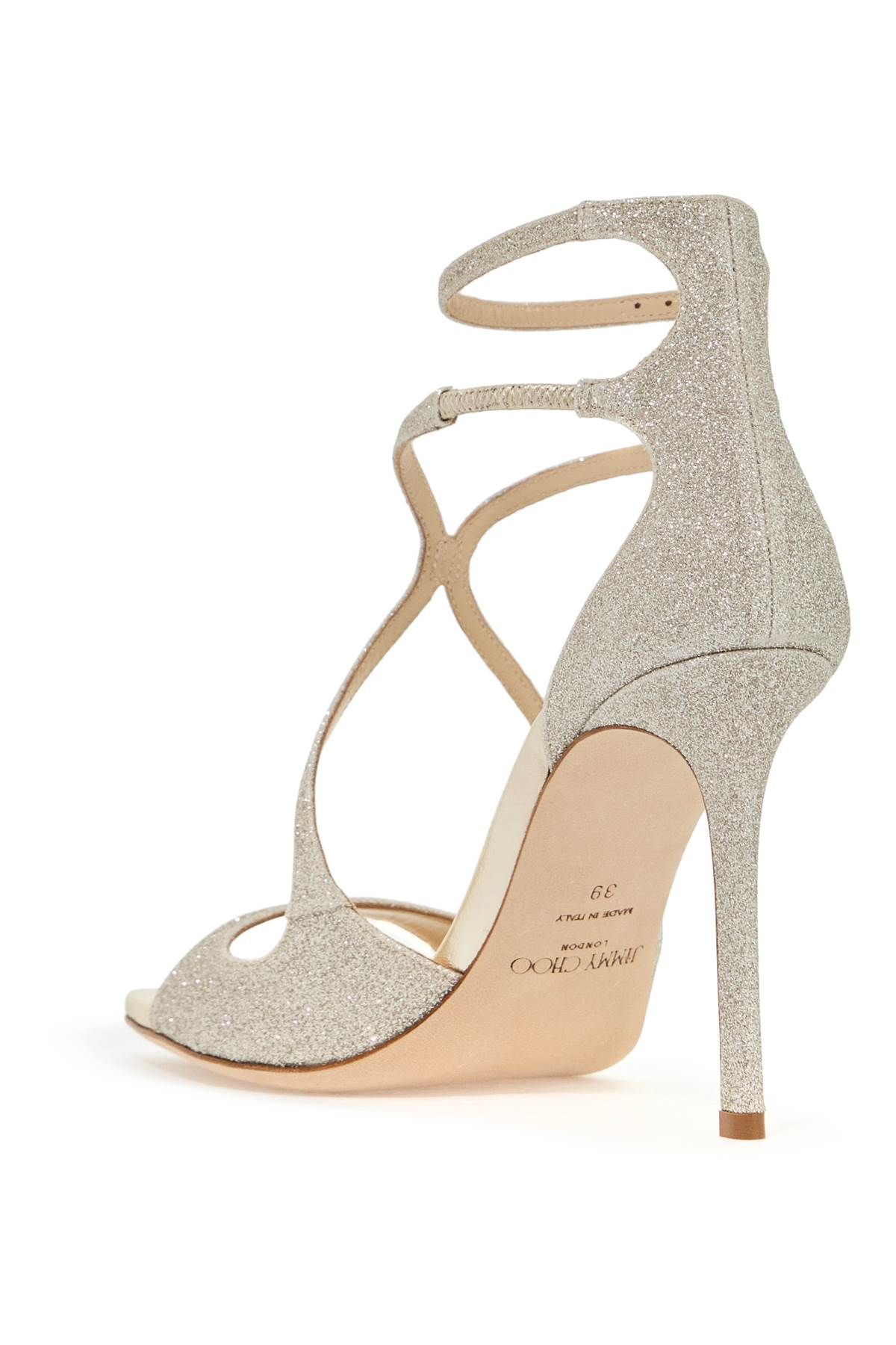 Shop Jimmy Choo Sandali Azia 95 Glitterati In Gold