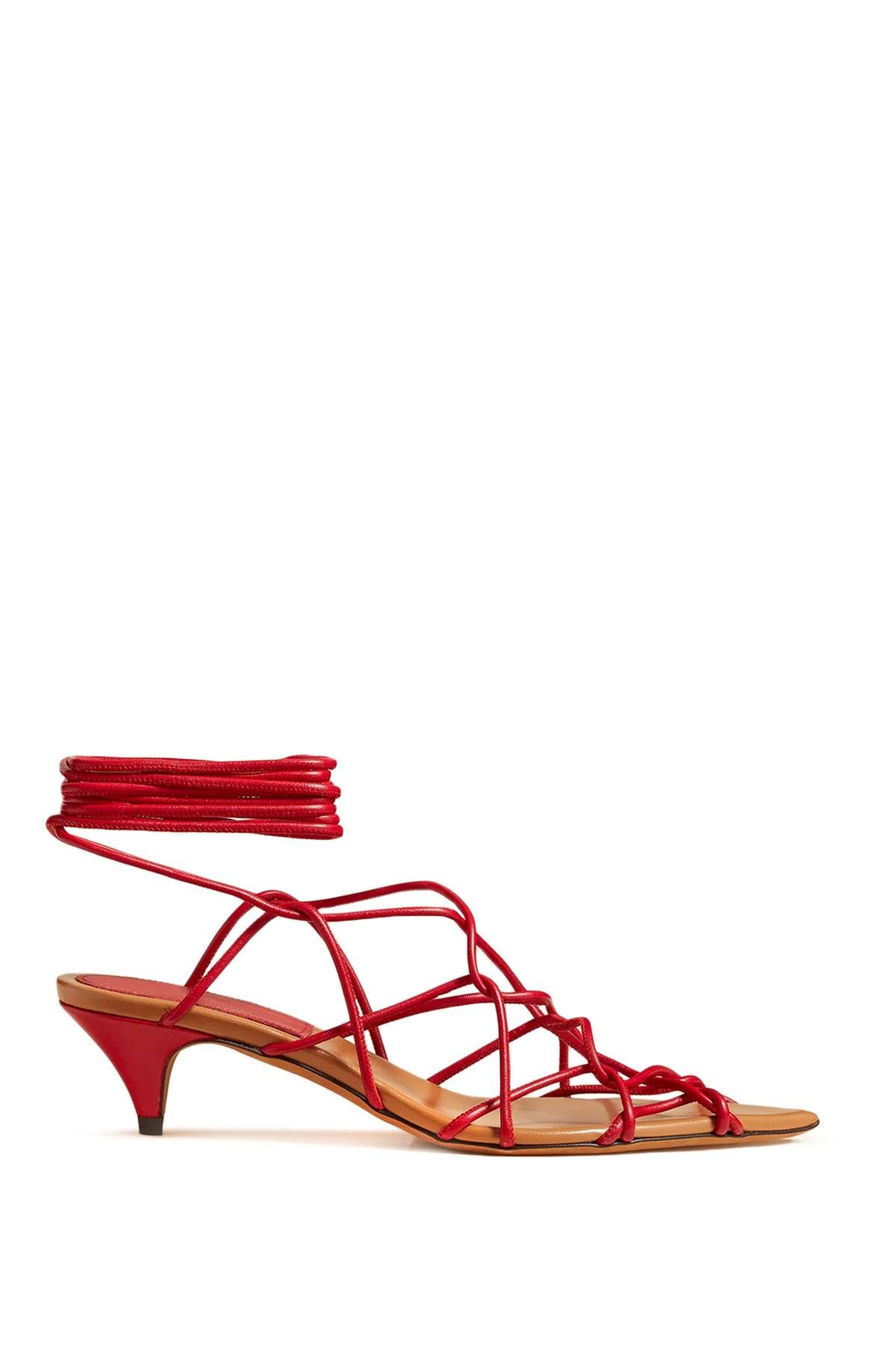 Shop Khaite "arden Low Heel Sand In Red