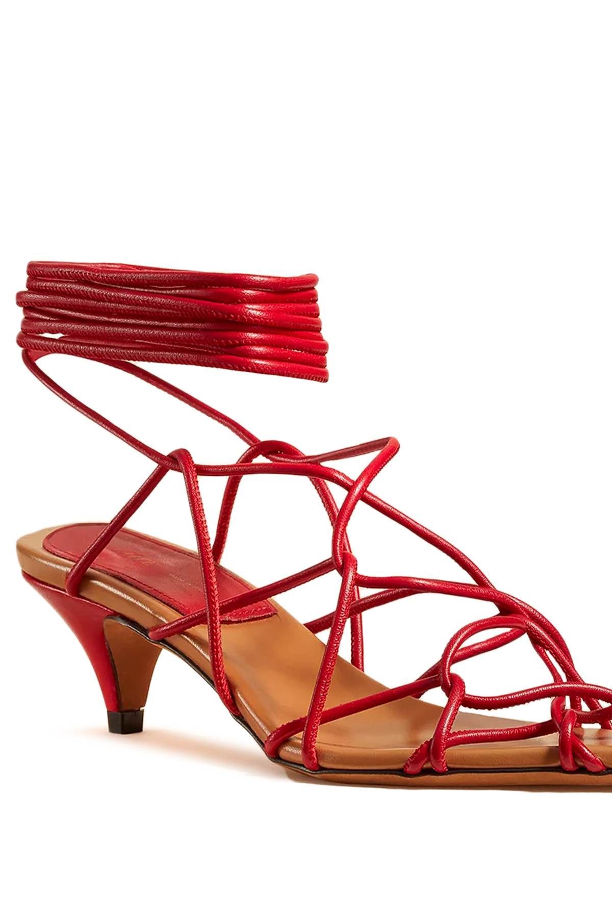 Shop Khaite "arden Low Heel Sand In Red