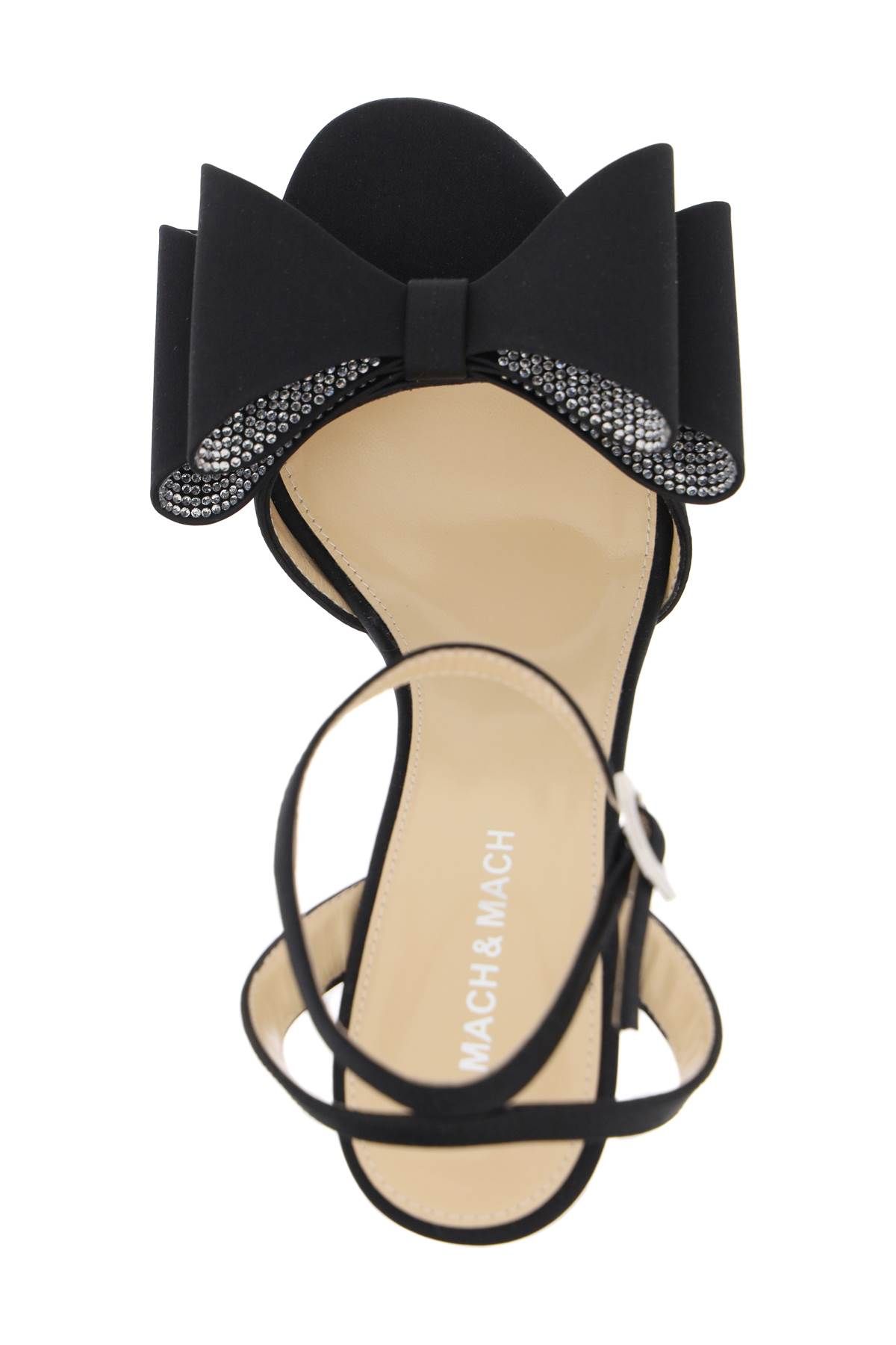 Shop Mach & Mach Satin Le Cadeau Sandals With Double Bow In Black