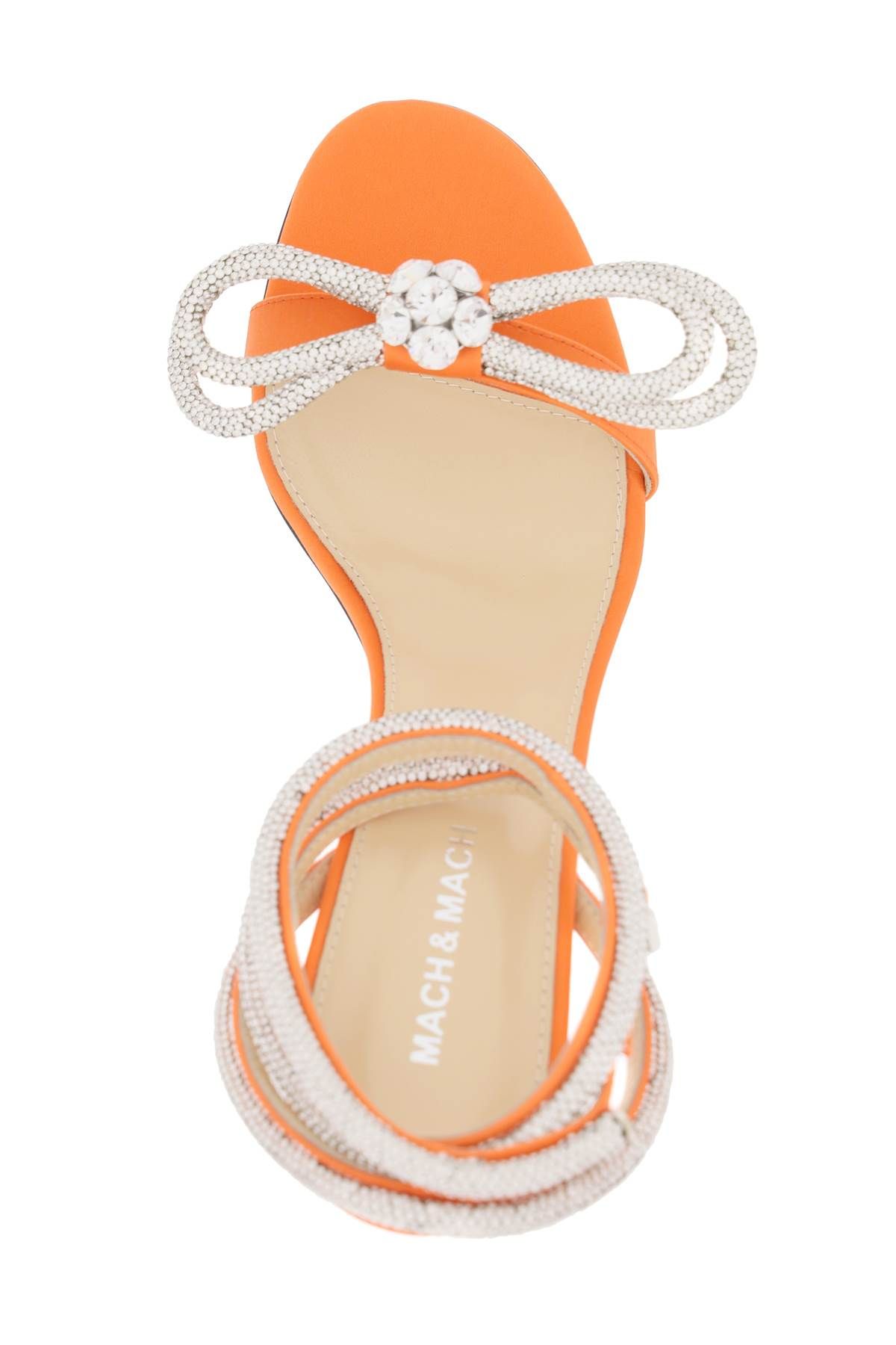 Shop Mach & Mach Satin Sandals With Crystals In Orange