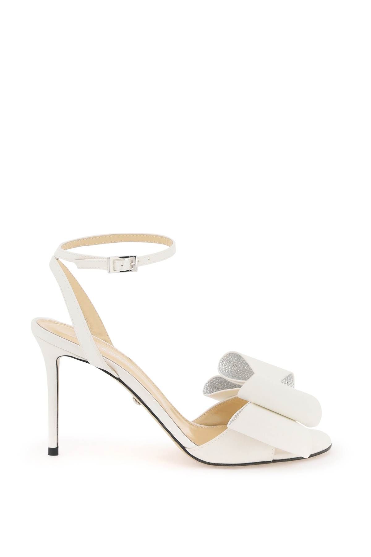 Mach & Mach Satin Le Cadeau Sandals With Double Bow In White