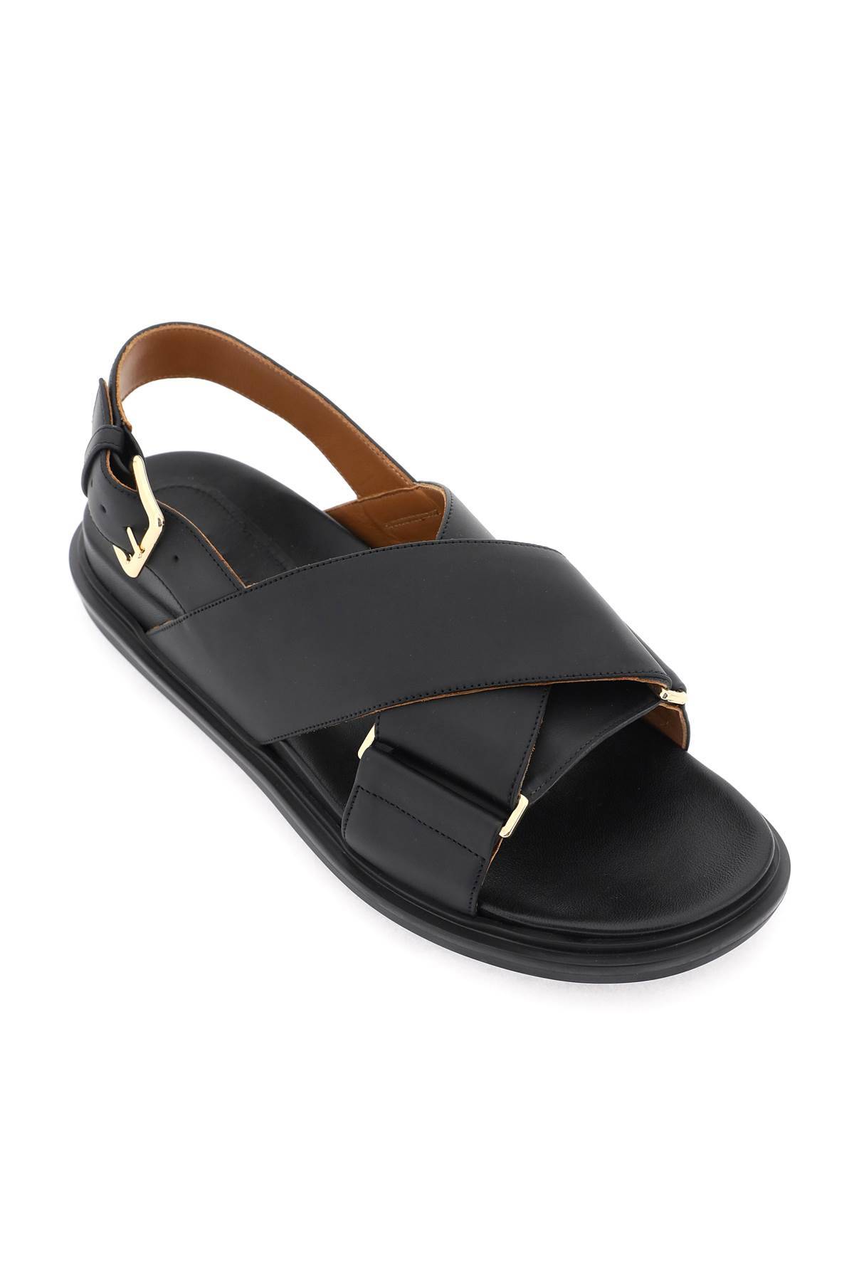 Shop Marni Fussbett Leather Sandals In Black