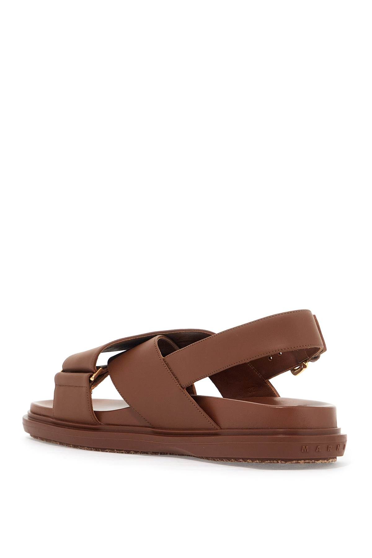 Shop Marni Fussbett Leather Sandals In Brown