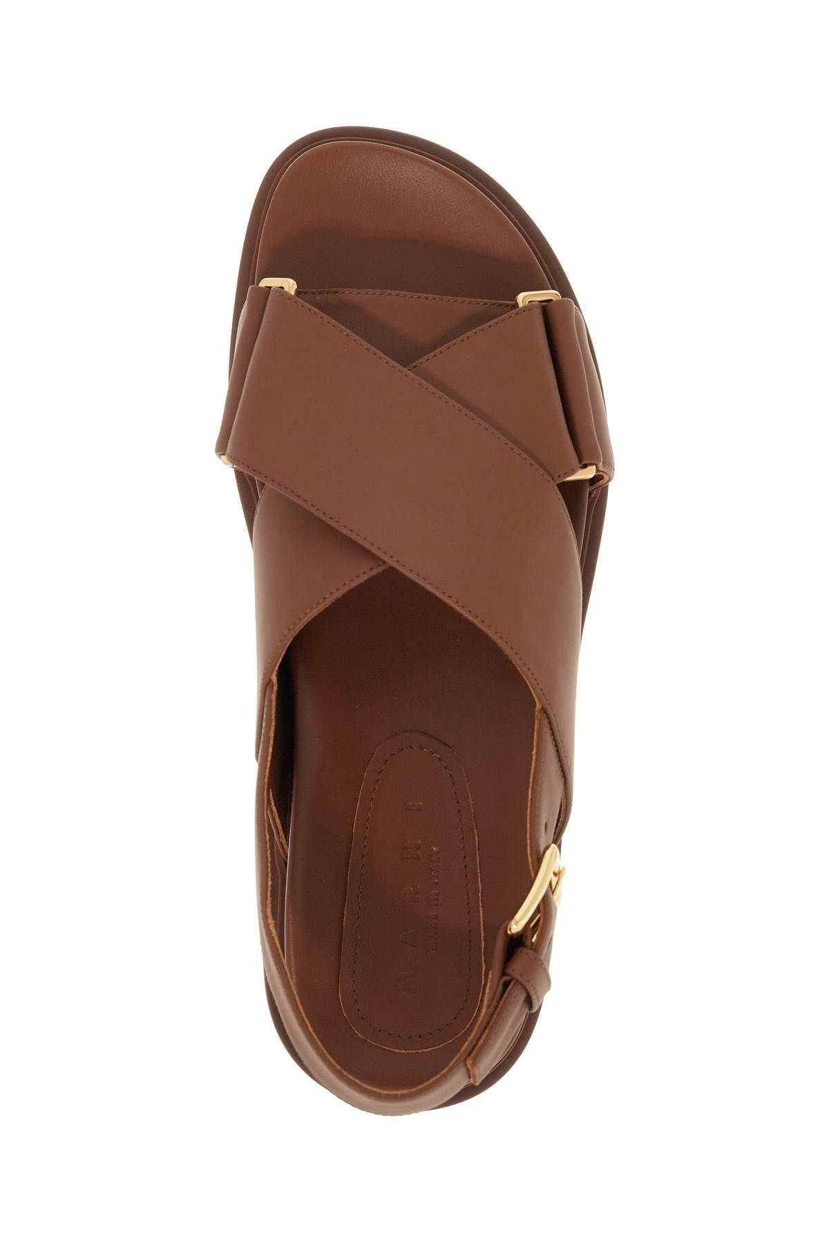 Shop Marni Fussbett Leather Sandals In Brown