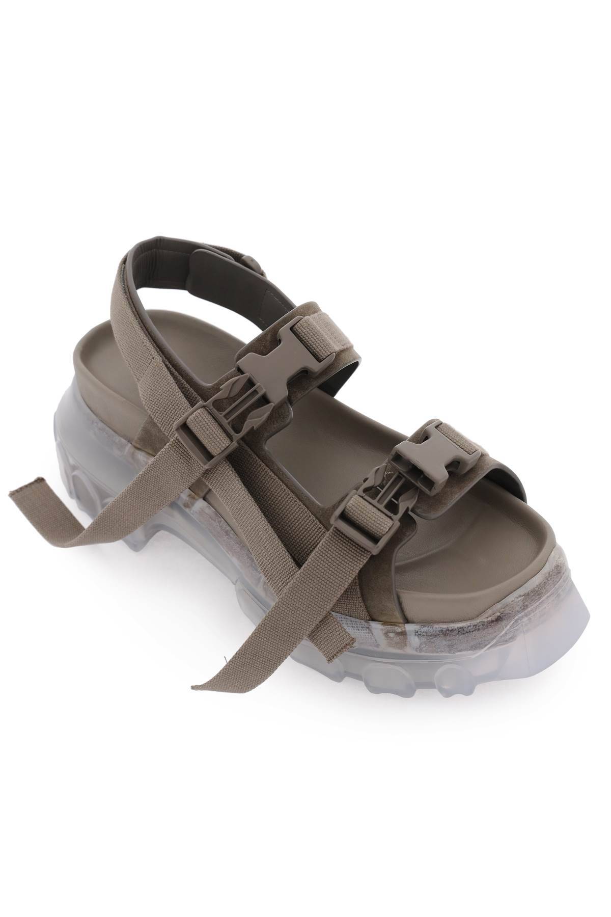 Shop Rick Owens Sandals With Tractor Sole In Grey