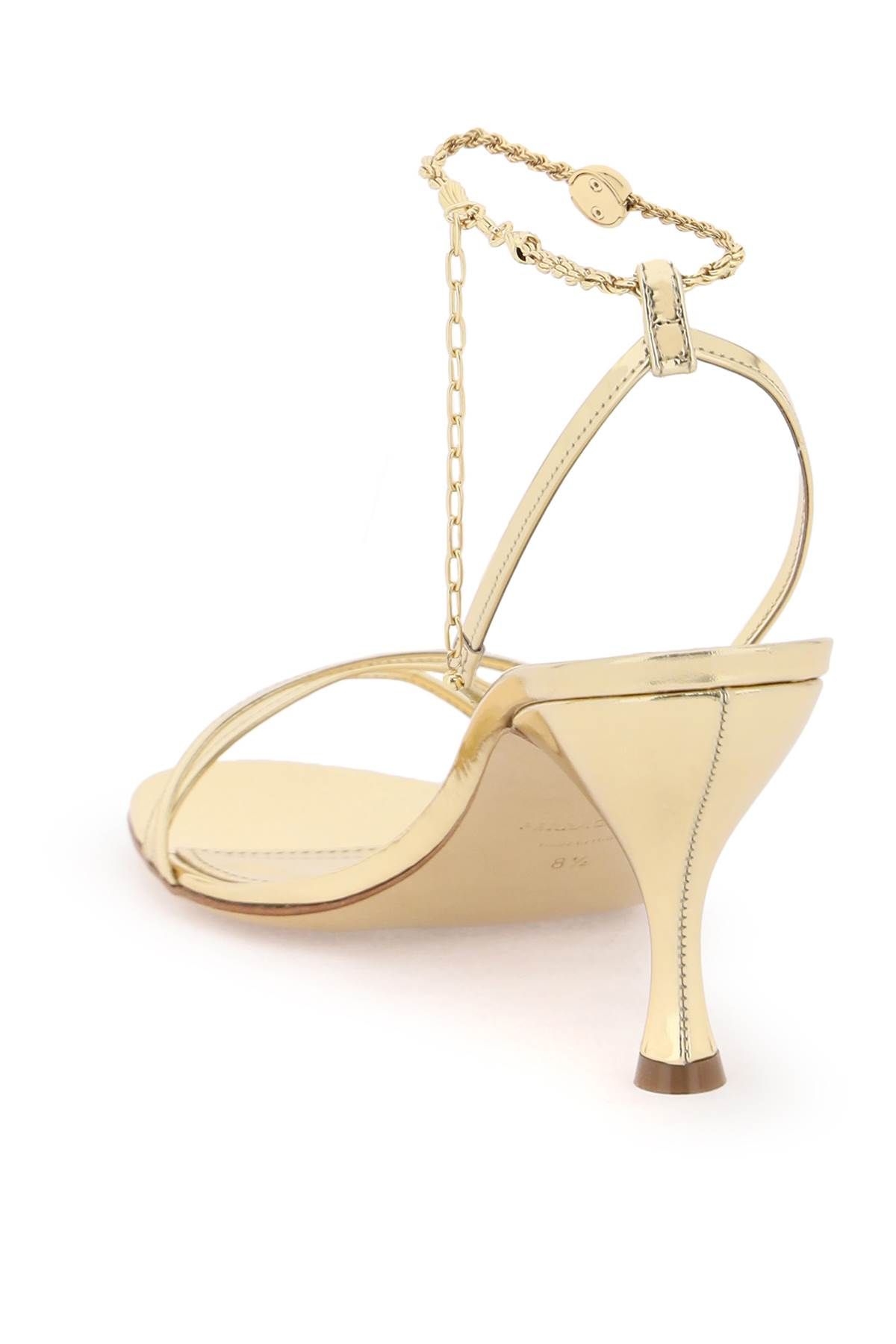 Shop Ferragamo Sandals With Chain In Gold