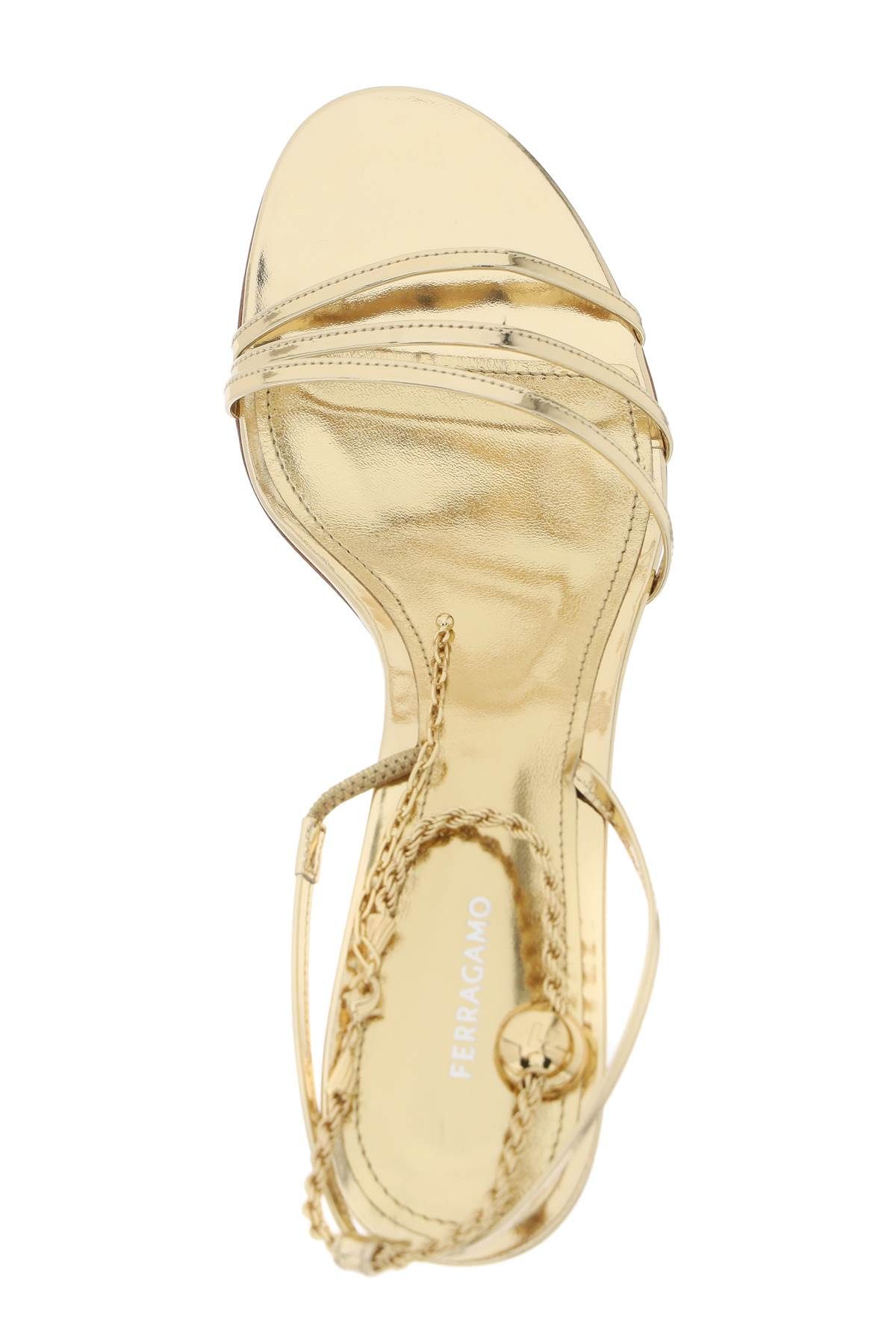 Shop Ferragamo Sandals With Chain In Gold