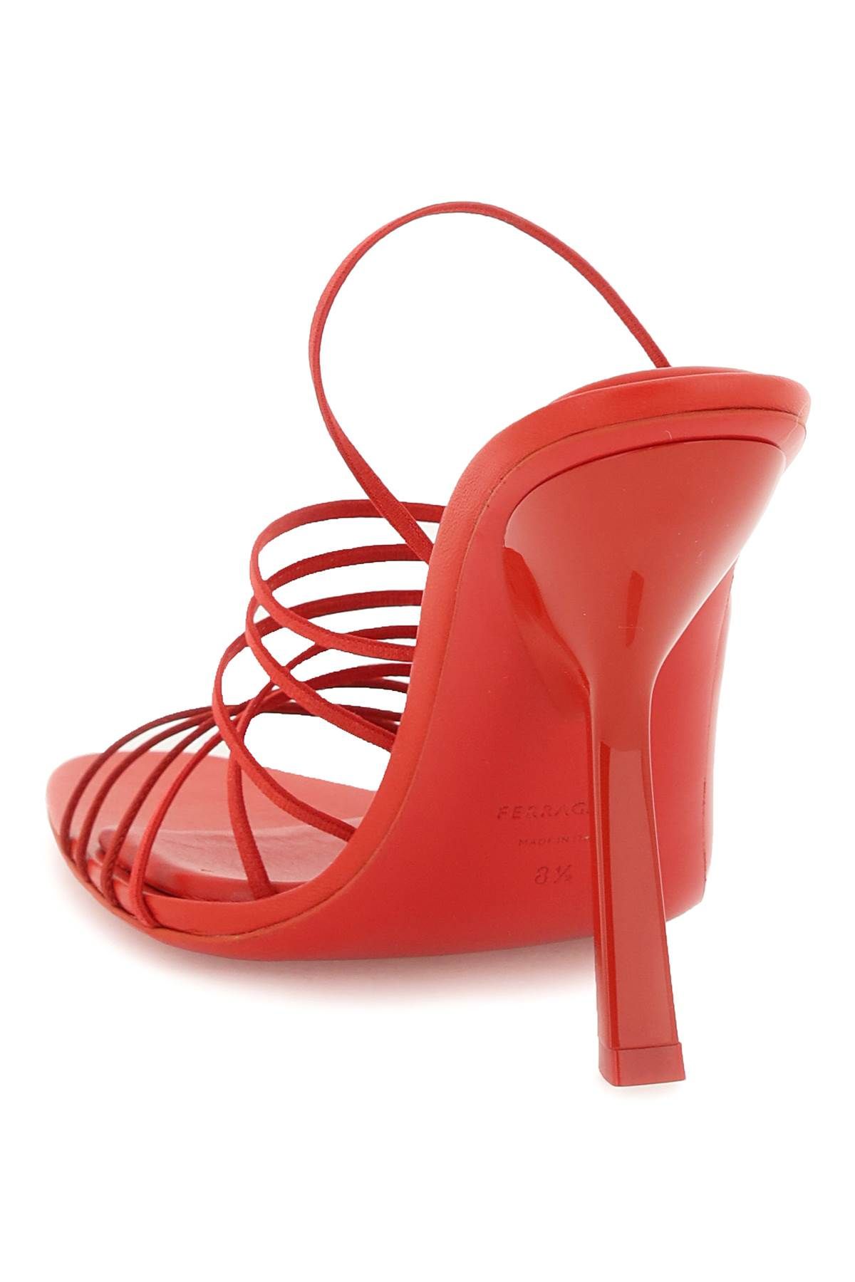 Shop Ferragamo Sandals With Ultra-fine Mini Straps In Red