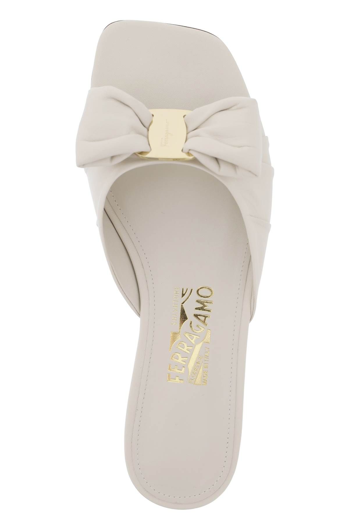 Shop Ferragamo "nappa Slides With Bow Detail" In White