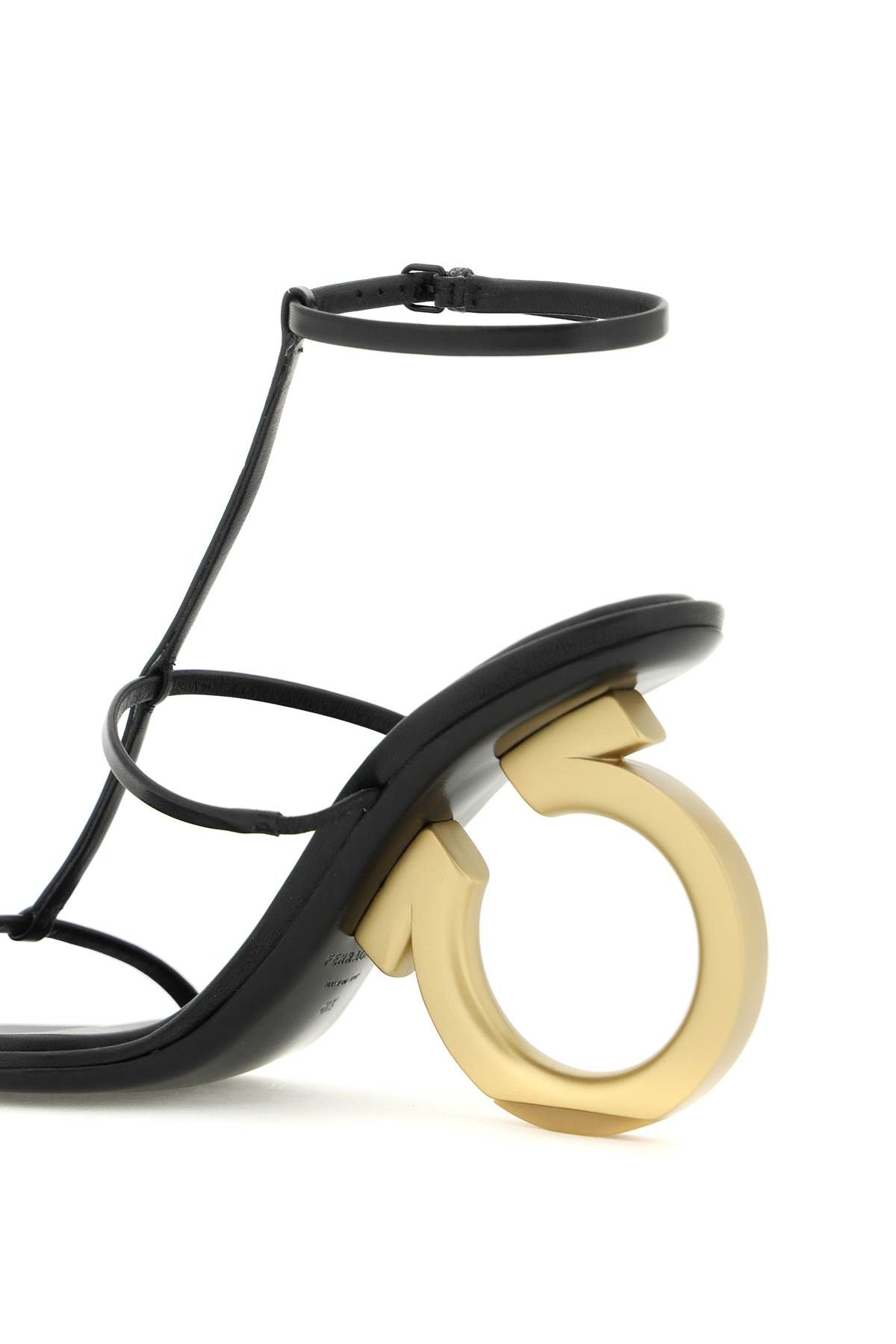 Shop Ferragamo 'elina' Sandals In Black,gold