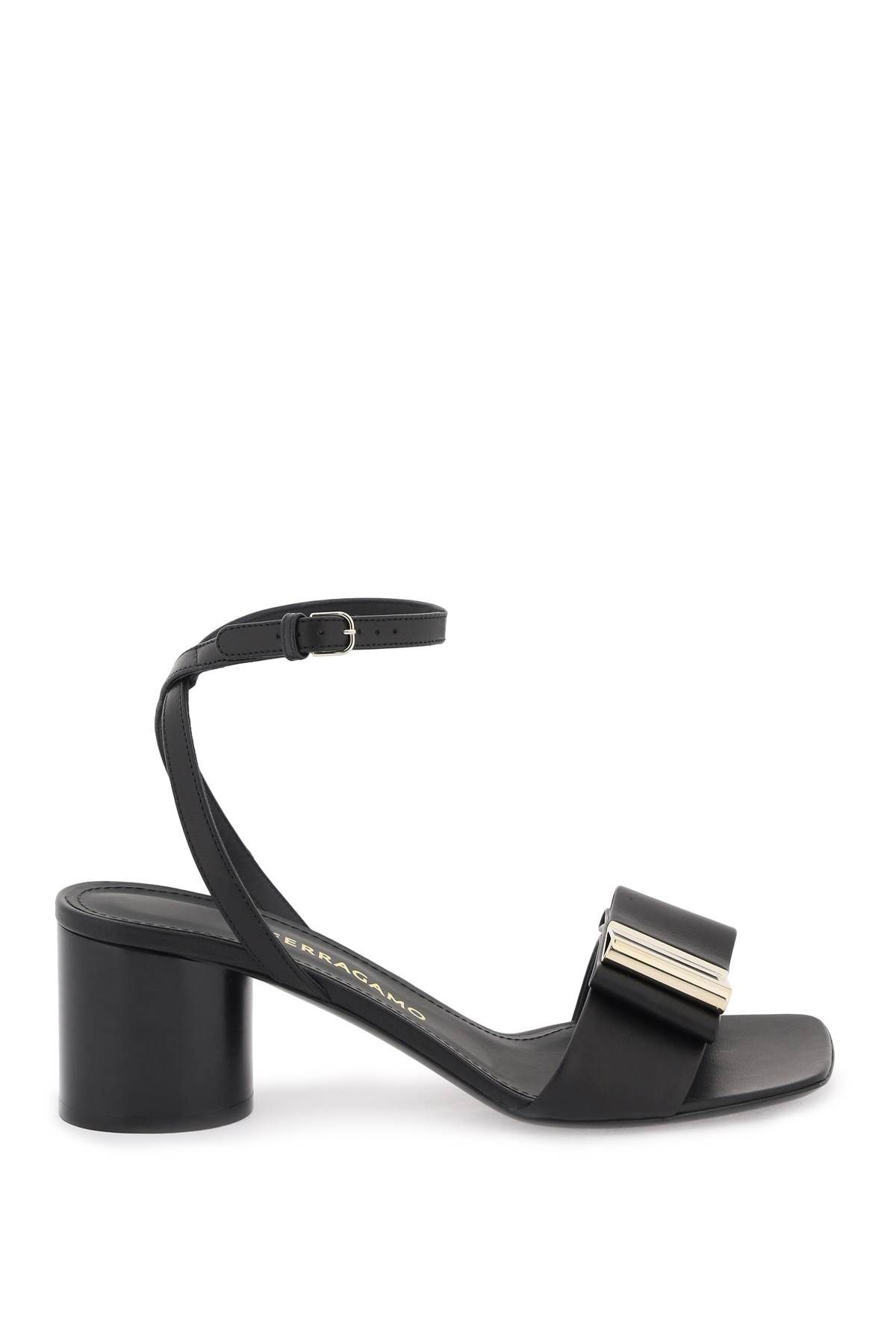 Shop Ferragamo Sandals With Double Bow In Black