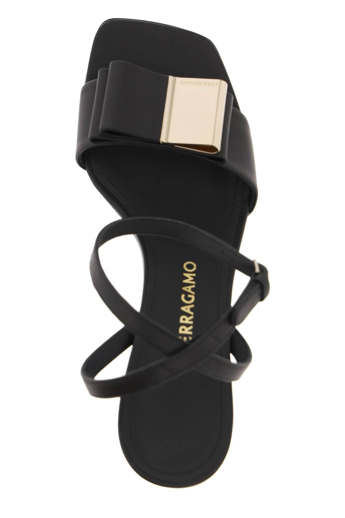 Shop Ferragamo Sandals With Double Bow In Black