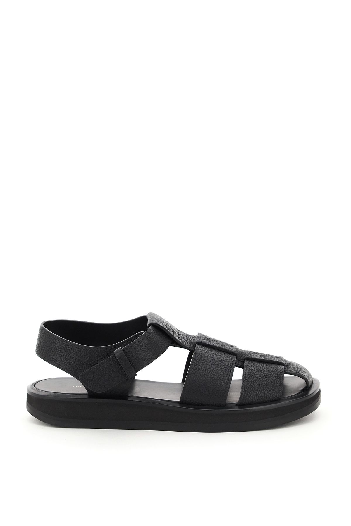 The Row Hammered Leather Fisherman Sandals In Black