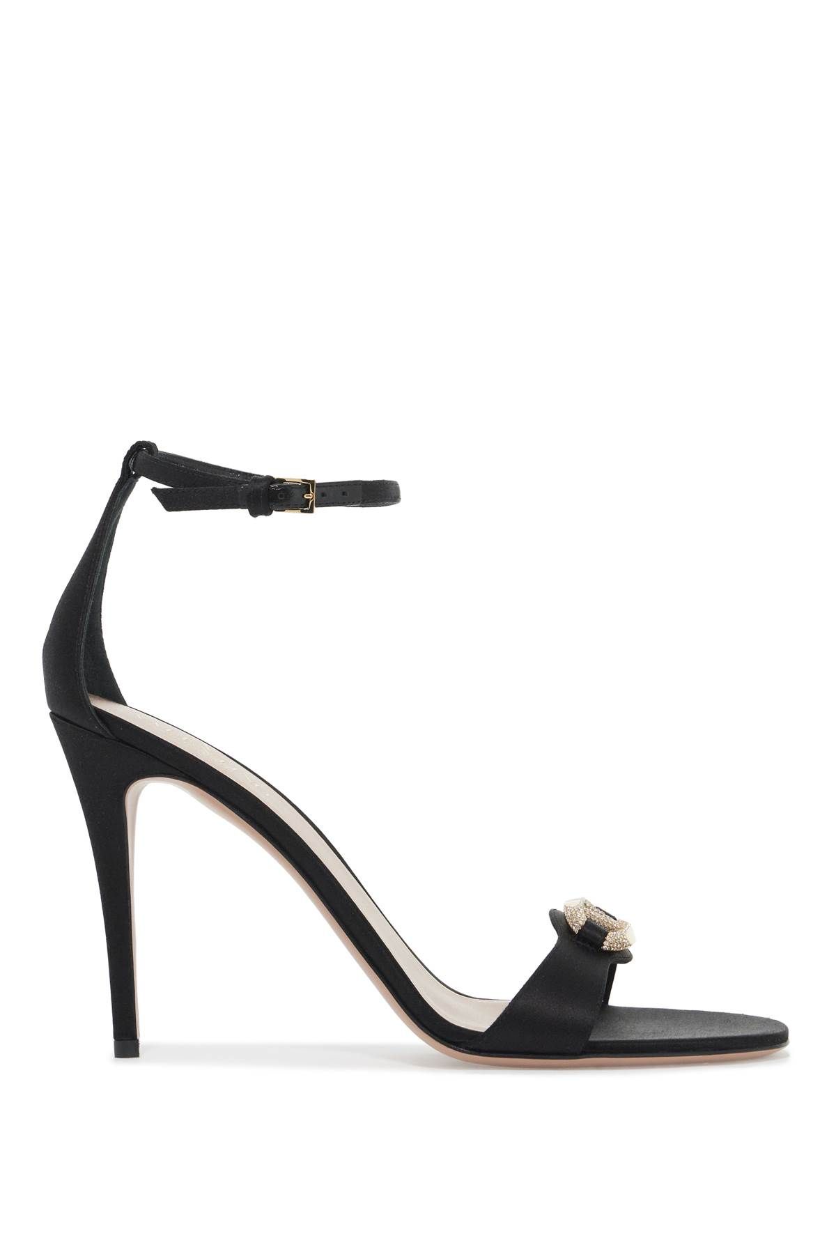 Shop Valentino Vlogo Signature Satin Sandals In Metallic