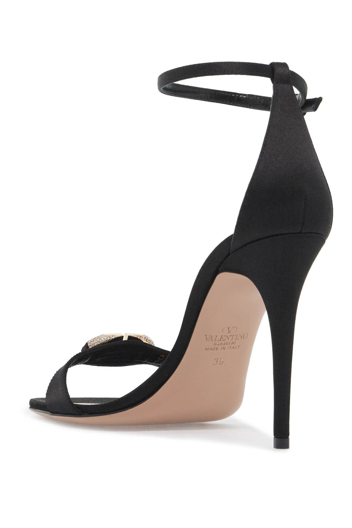 Shop Valentino Vlogo Signature Satin Sandals In Metallic