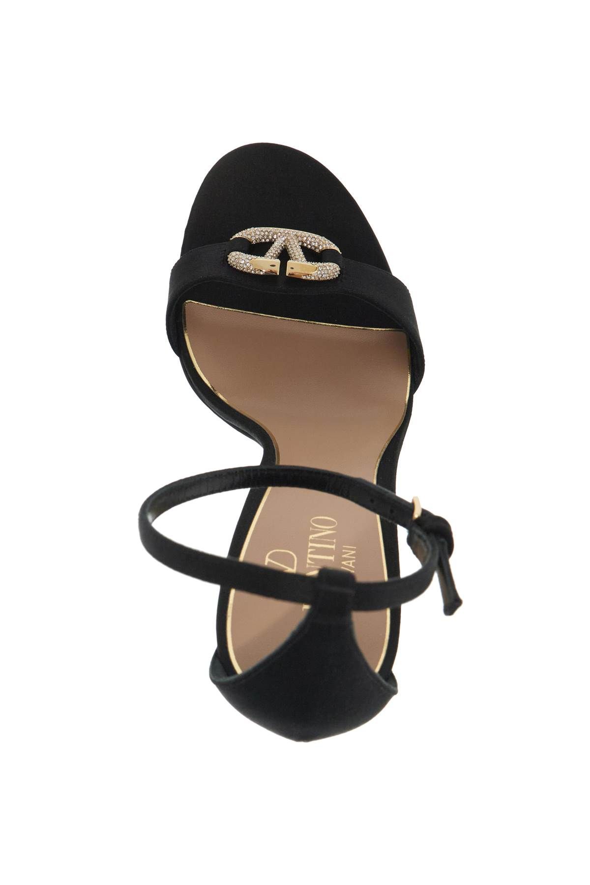 Shop Valentino Vlogo Signature Satin Sandals In Metallic