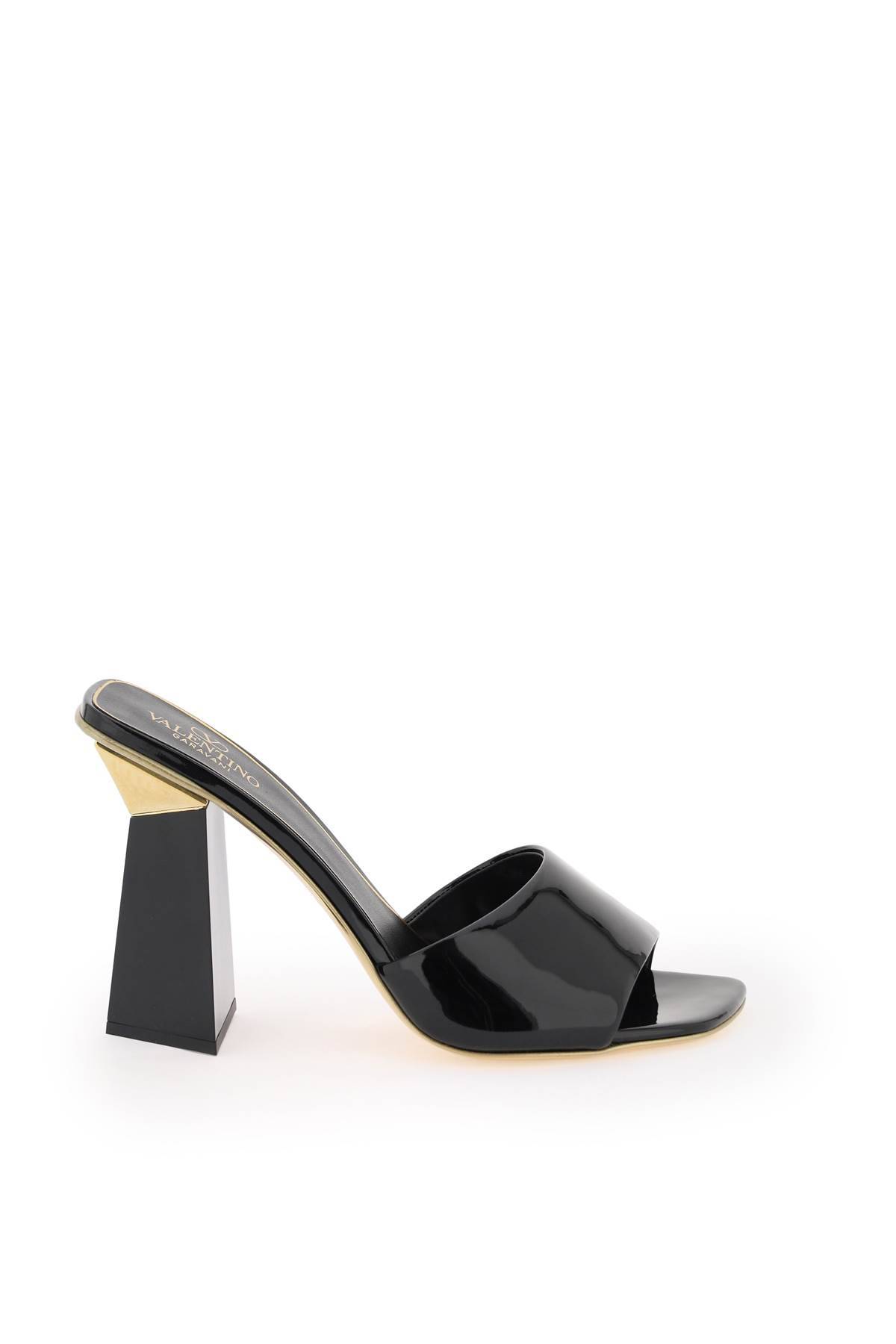 Shop Valentino Hyper One Stud Sandals In Patent Leather In Black