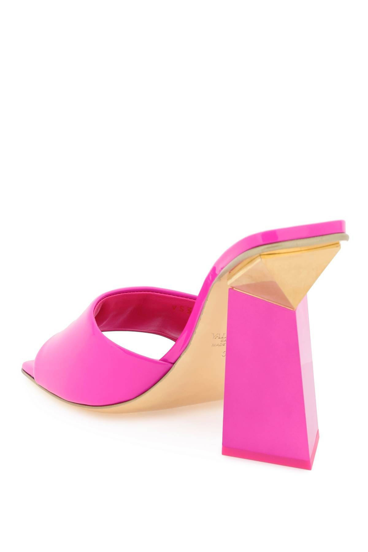 Shop Valentino Hyper One Stud Sandals In Patent Leather In Fuchsia